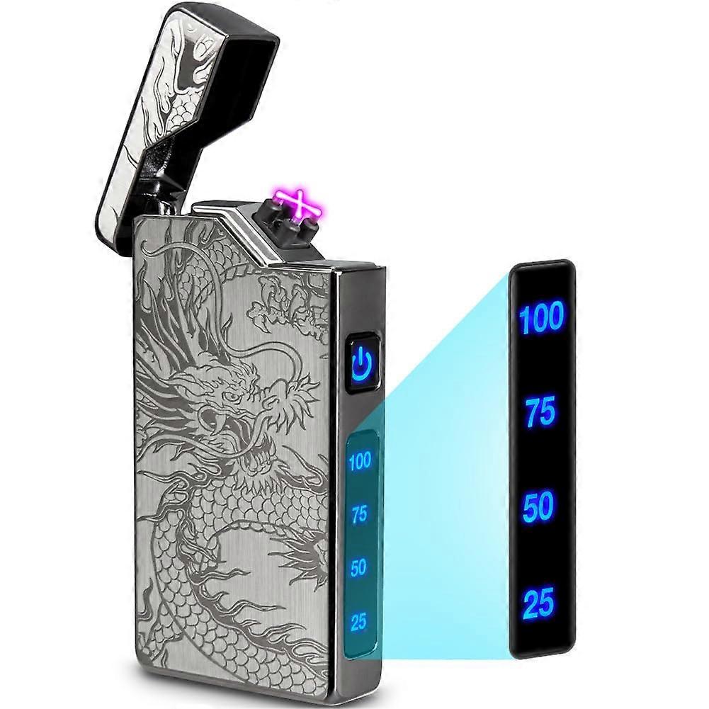 Electric Arc Plasma Lighter Portable USB Rechargeable Windproof Flameless With Battery Level Display for Camping Hiking
