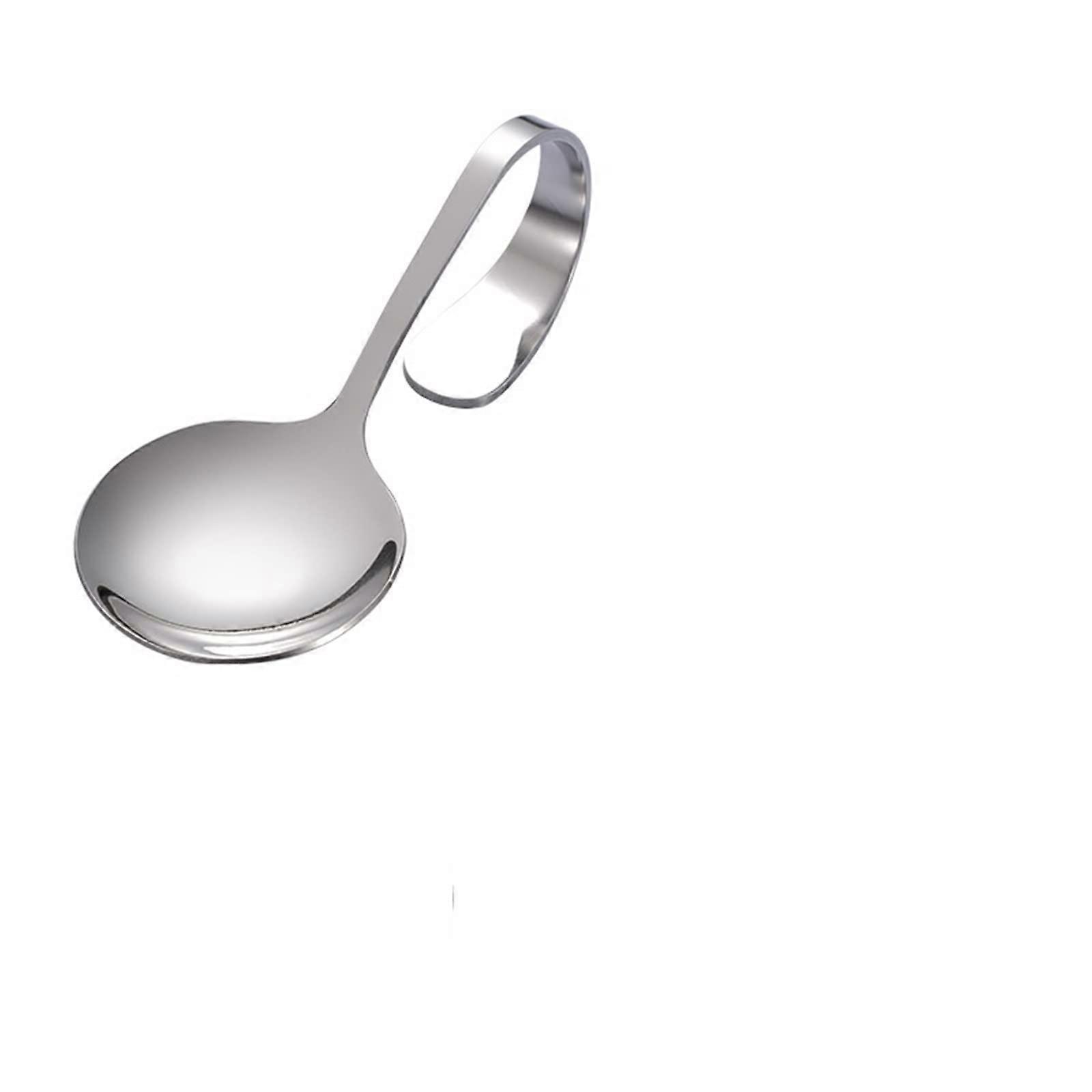 Stainless Steel Tea Spoons Set of 6, Round Head Teaspoons with Creative Bend Handle for Coffee, Ice Cream, and Desserts