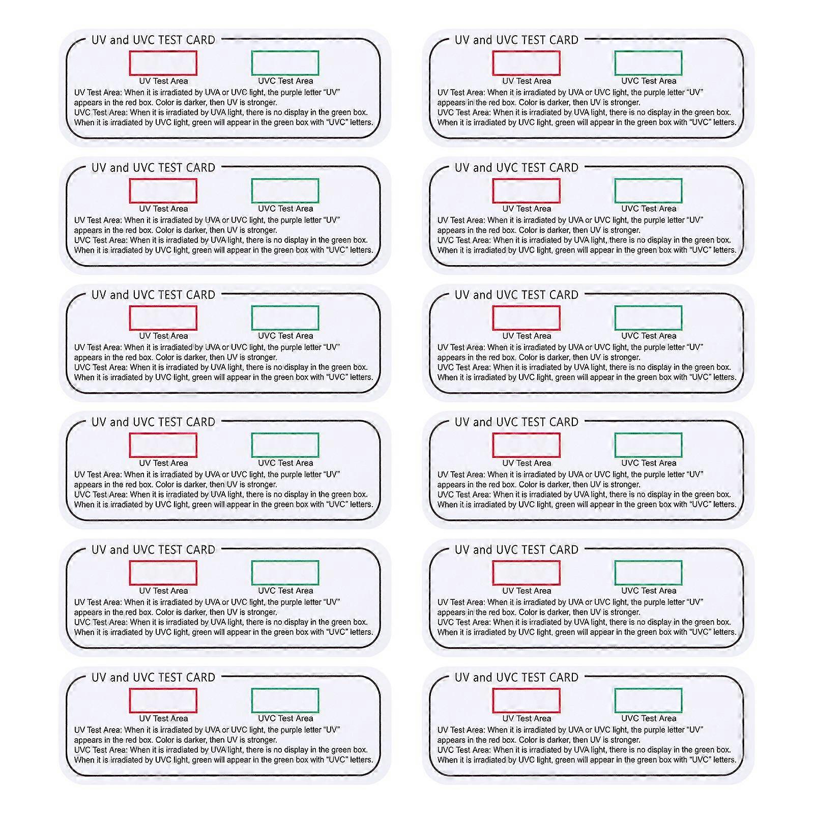12pcs UVC-UVA Test Cards UVC Light Identifying Cards Indicator Cards UVA Test Strips