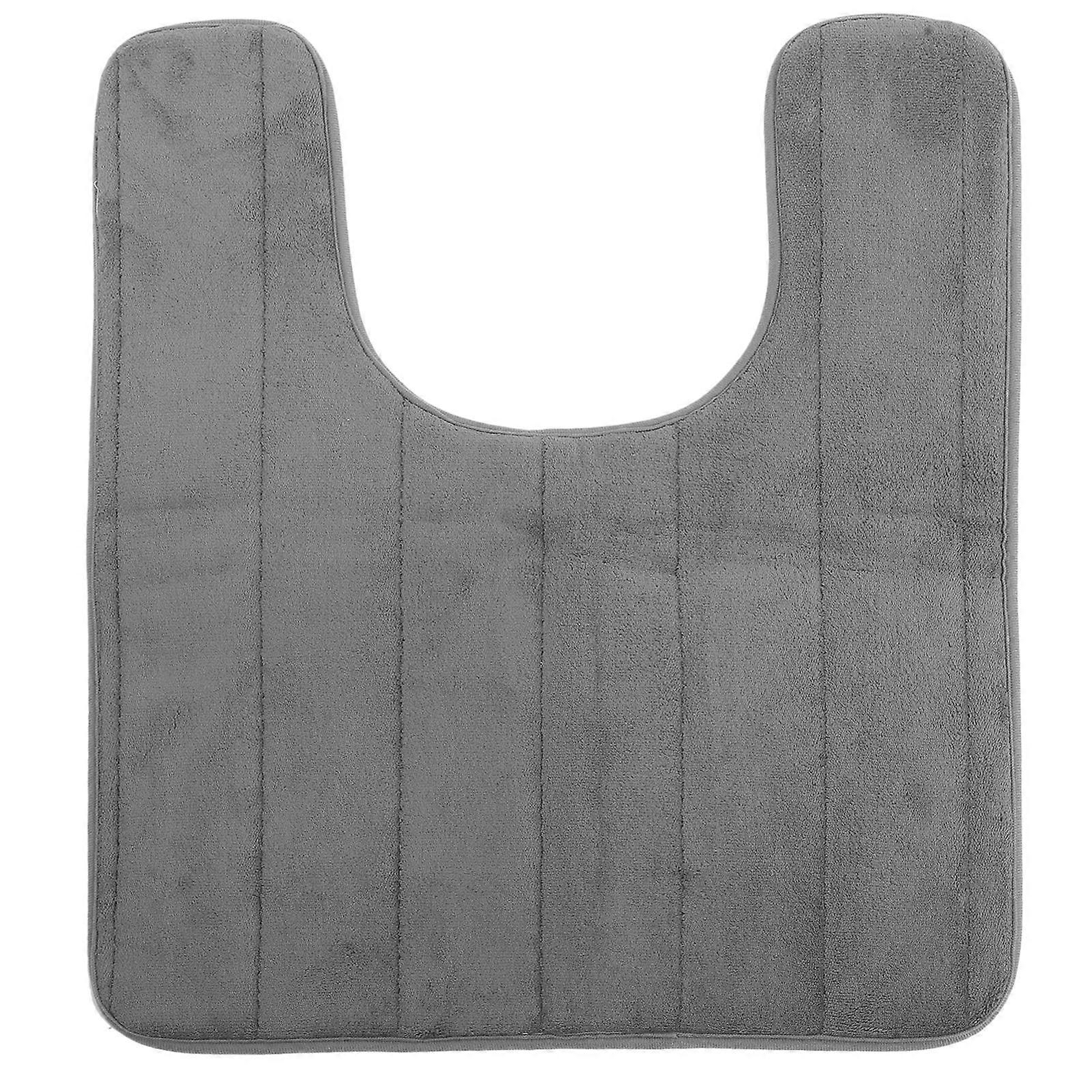 50x60cm Memory Closestool Floor Mat Anti-Skid Toilet Rug U Shape Floor Pad Dark Grey