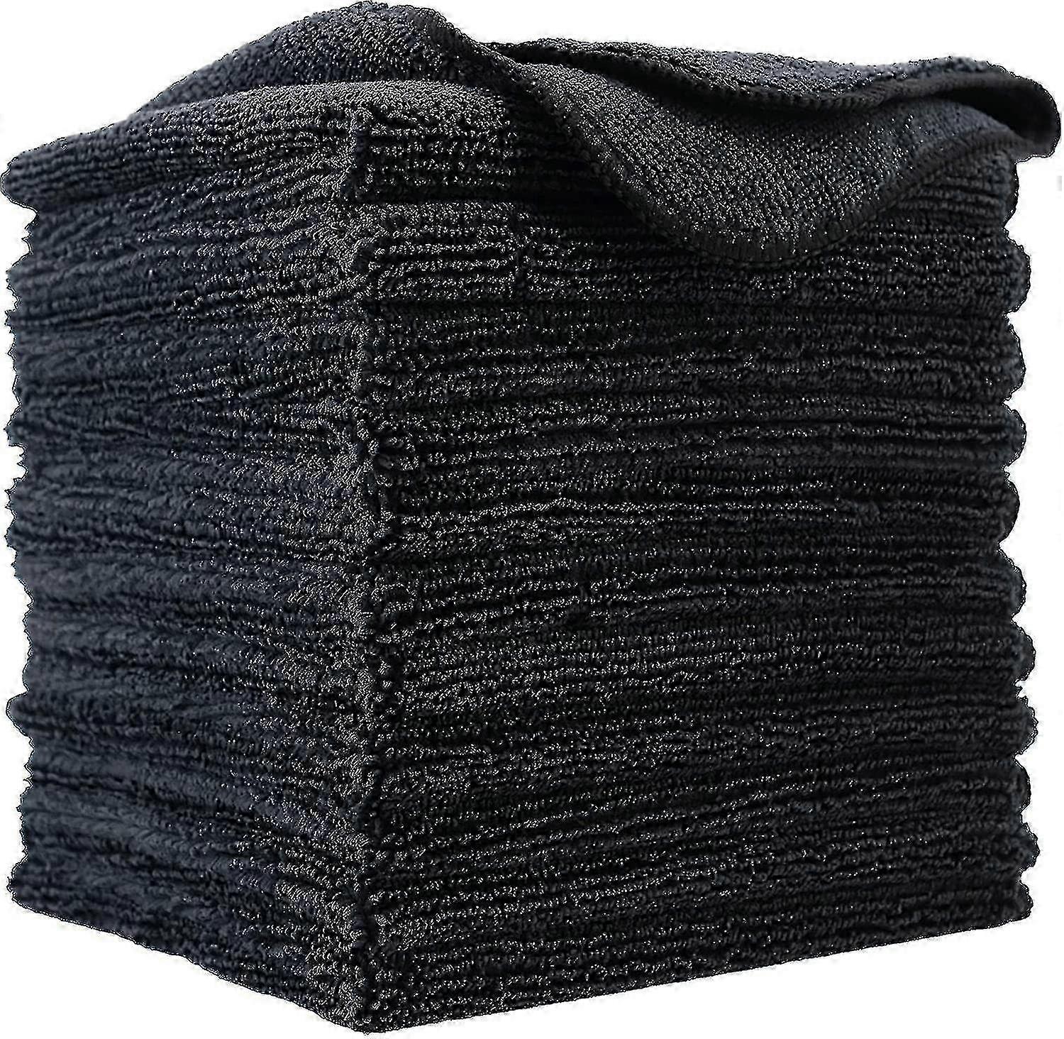 Christmas Premium Microfiber Cleaning Cloth 12 Pack - 30cm x 30cm Black Fuzzy Fabric
