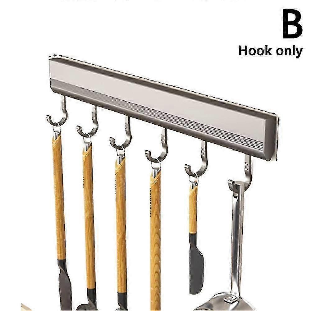 Self Adhesive Hooks Rack Wall Mounted Kitchen Utensils Storage Row Hook Holder