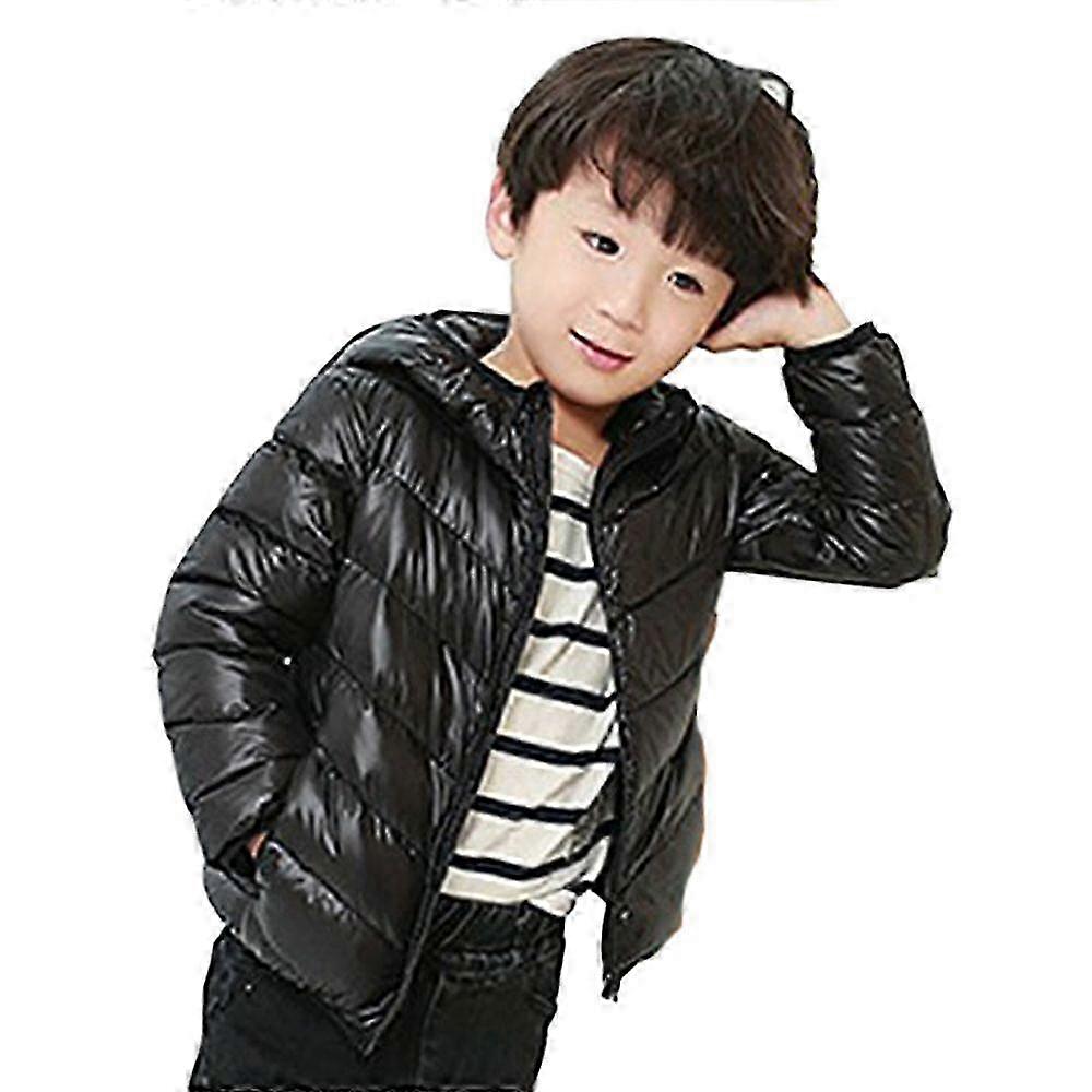 Child Thin Light Stripe Down Coat Warm Hooded Boy Girl