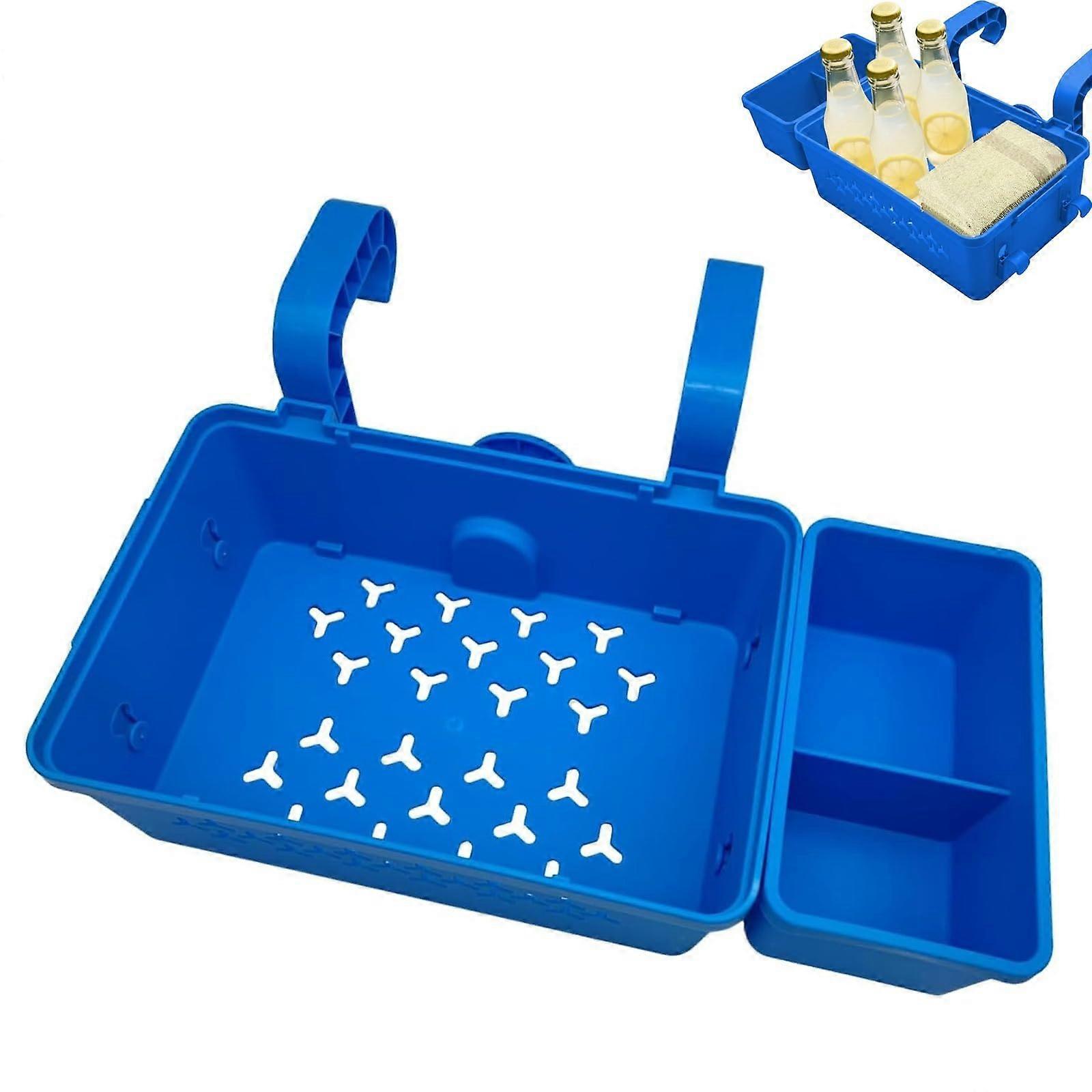1Set Pool Side Storage Basket for 3 Inch Smaller Rails for Pool Above Ground Pool Lightweight Toy Hanging Basket Organizer Blue
