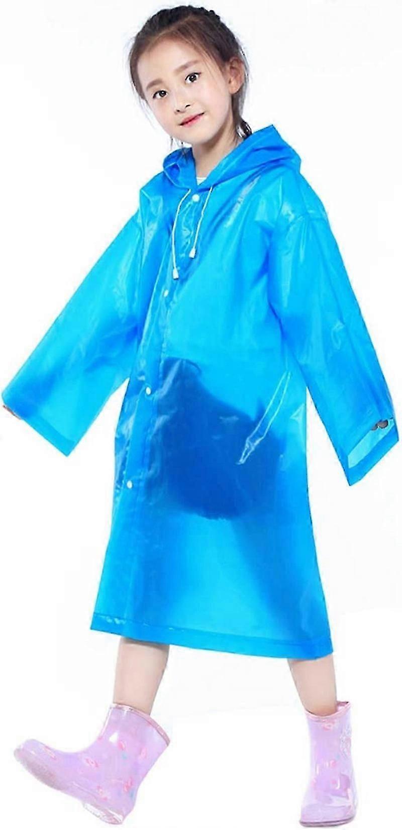 Impermeable impermeable para niños con capa poncho, reutilizable (azul)