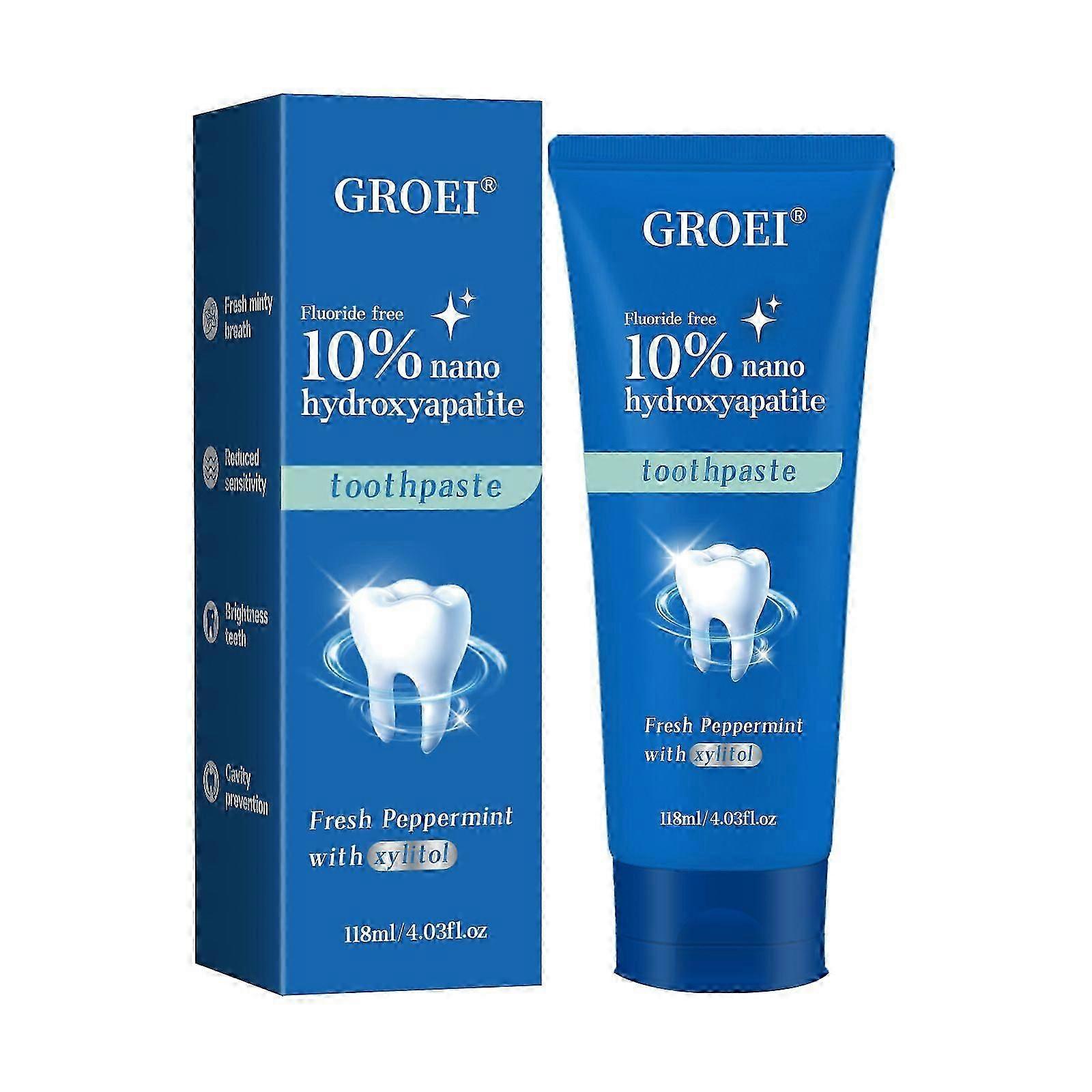 10% Nano Hydroxyapatite Toothpaste, Fluoride Free Toothpaste For Sensitive Teeth, Natural Remineralizing Whitening Toothpaste for Adults