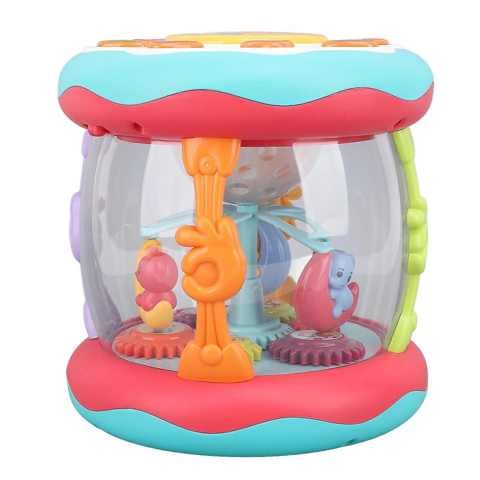 Musical Projector Rotating Light Toy Hand Drum Green for Toddlers