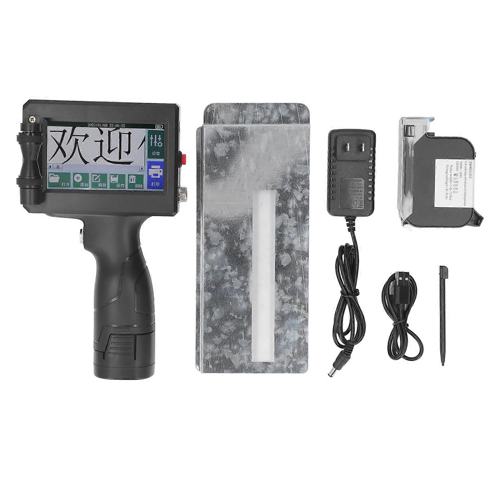 Handheld Printer 4.3 Inch HD LED Screen Multifunctional Produce Date Mobile Inkjet Coder AC110‑240V