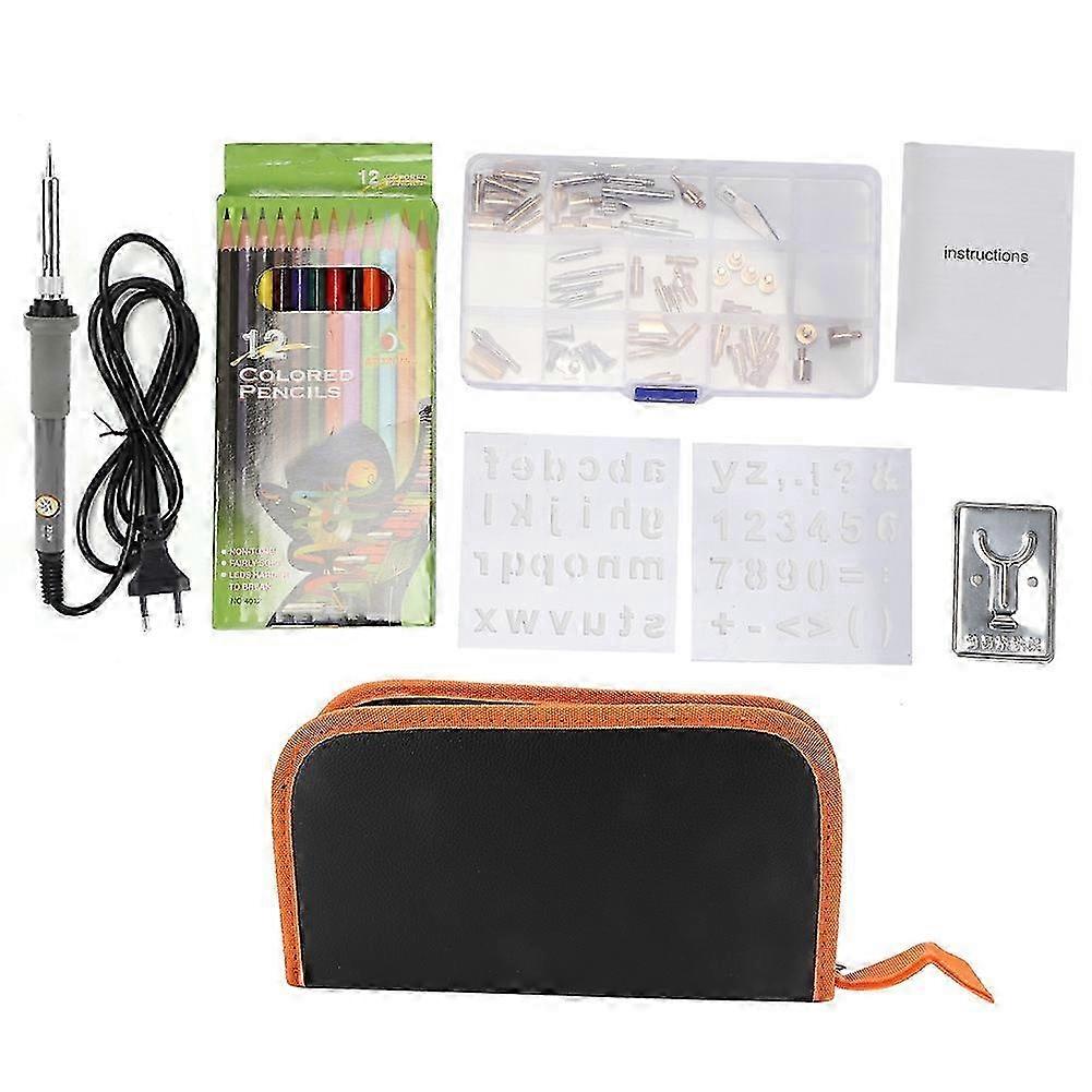 Adjustable Temperature Electric Iron Painting Tool Set with 53 Iron Tips Gray