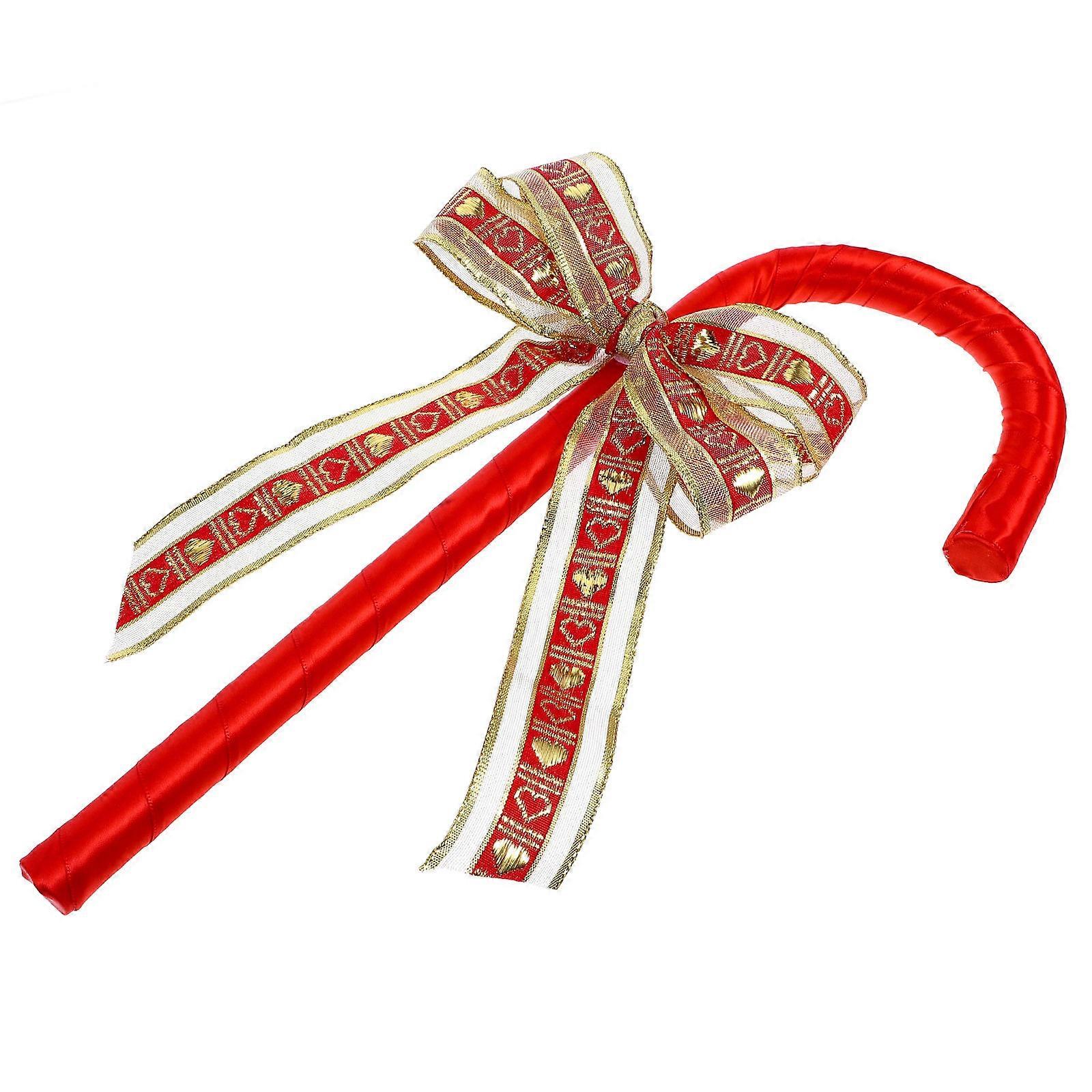 Red Bow Costume Crutch for Party Lightweight Plastic and Cloth Durable Unique Design 1 Piece