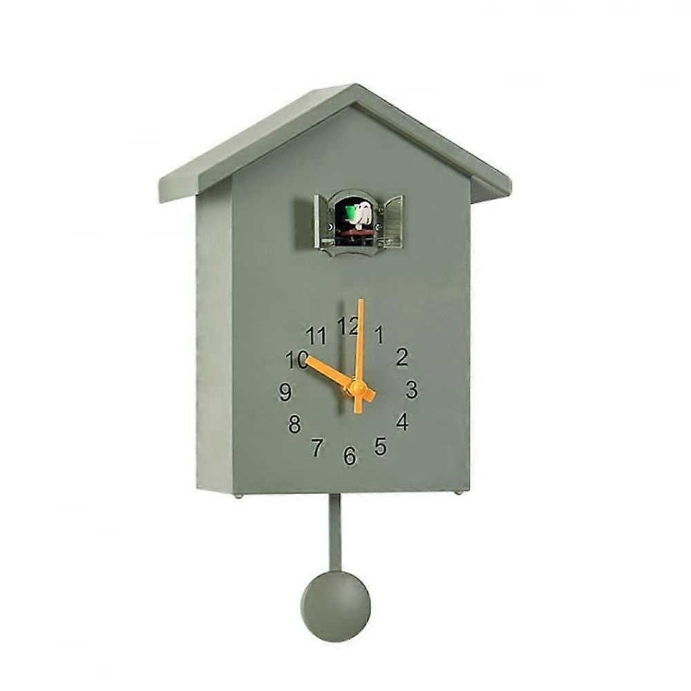 Wall Clock Cuckoo Clock By The Window Green Small Bird Time Clock For Home Use