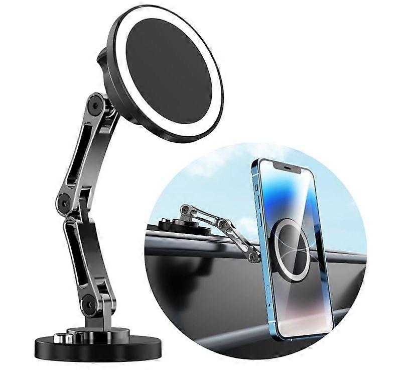 Magsafe Car Mount Long Adjustable Arm Magnetic Phone Holder for Car 360 Rotation Magnetic Car Phone Holder for iPhone Dashboard Cell Phone Mount(Black
