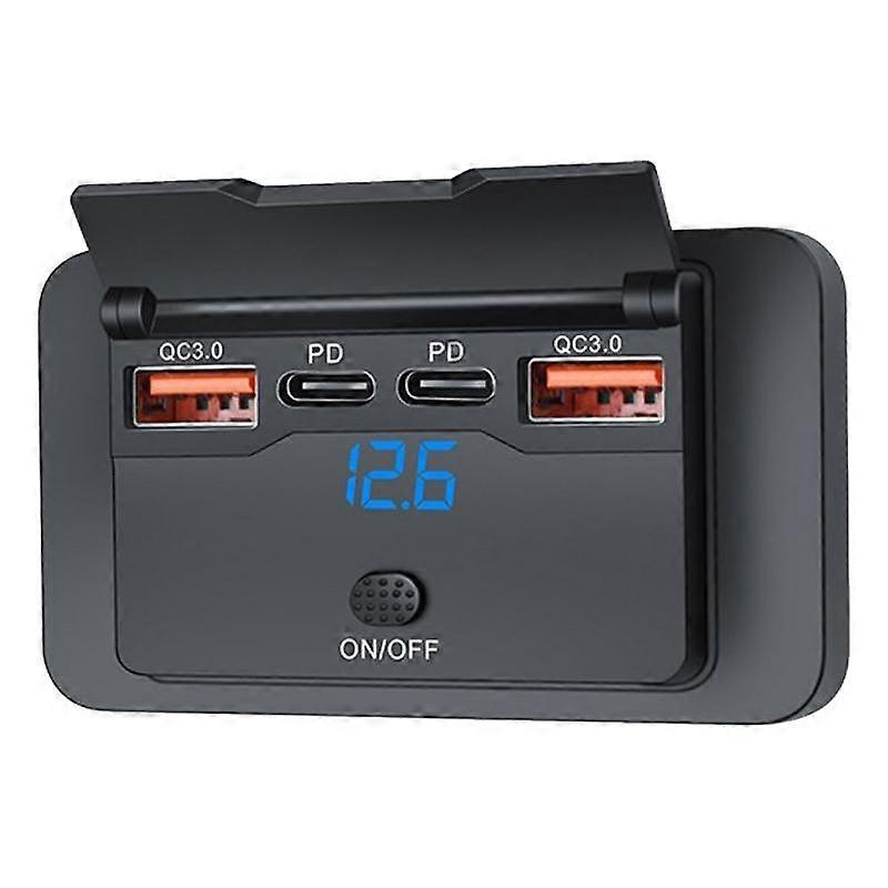 Car Modified 4-port Charger, with Voltmeter & Switch
