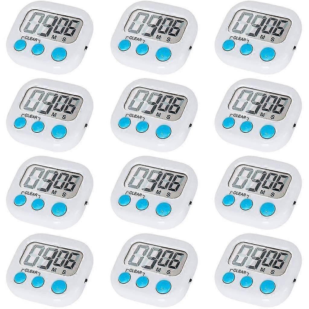 12 Pack Digital Kitchen Timer with Loud Alarm and On/Off Switch