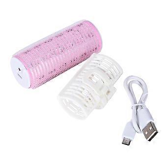 1pc Charge Heated Hair Curler Rollers Portable Electric Clip Perm Rod Home DIY Curly Wavy(Pink)