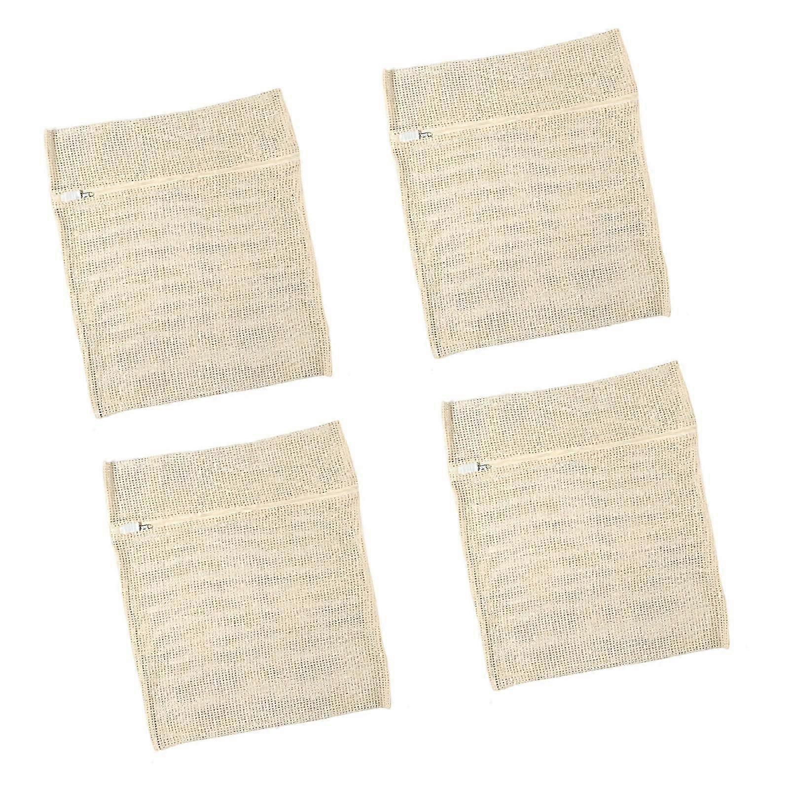 Set of 4  Thickened Cotton Laundry Organizers Mesh Wash Bags for Underwear Sweaters Anti Scratch Zippered Design Net  S
