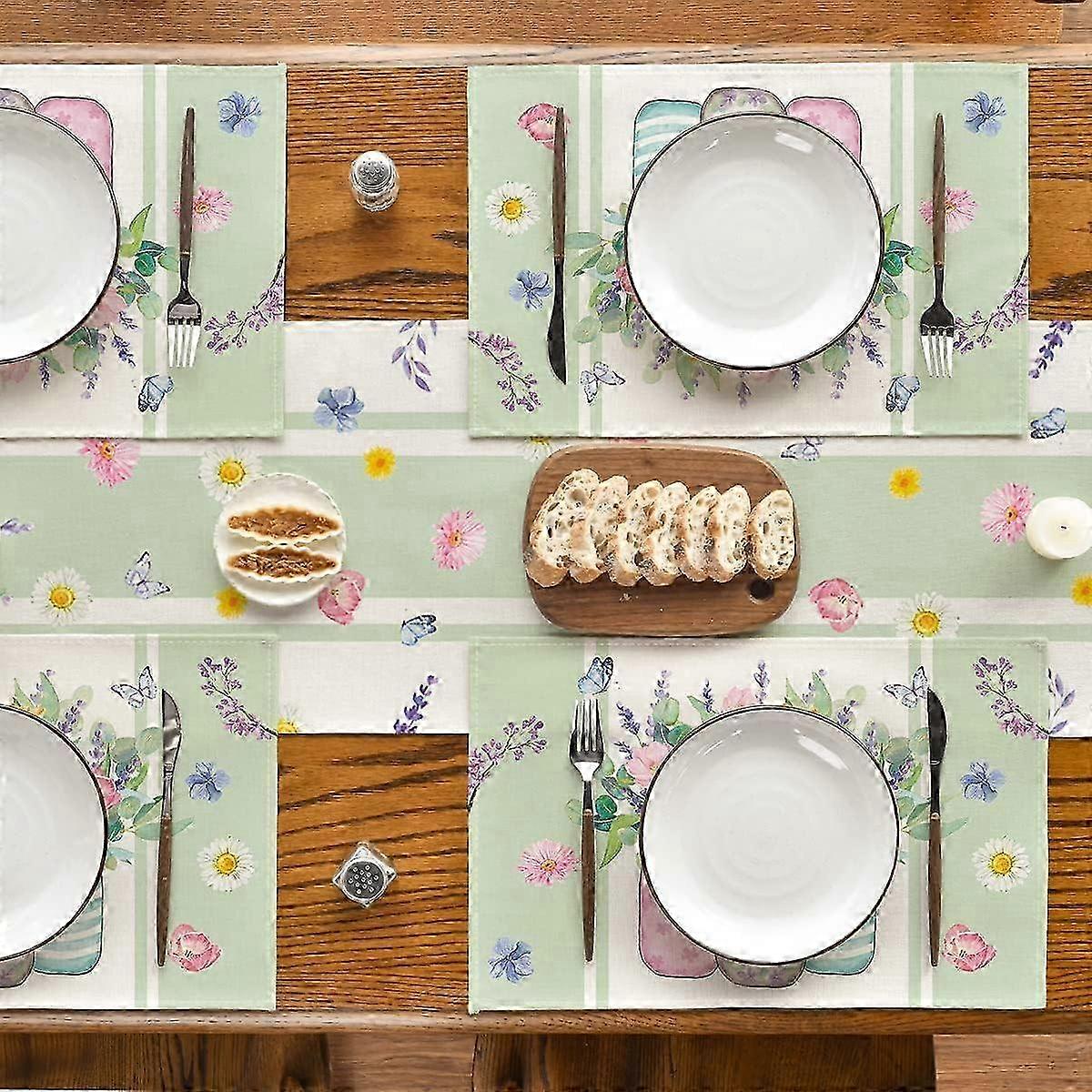 Bloom Vase Placemats Set of 4, Floral Design for Spring Kitchen Dining 2025