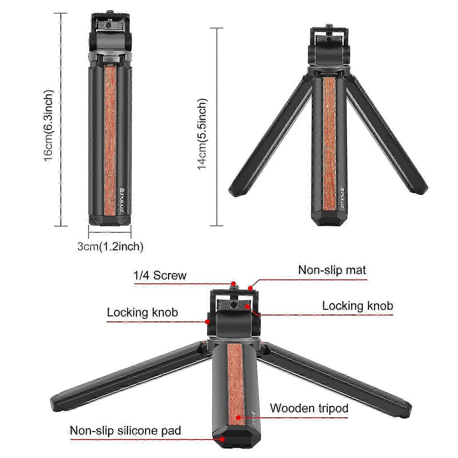 (New) PULUZ Inlaid Wood Desktop Vlogging Live Tripod Holder with Ballhead (Red) 2025