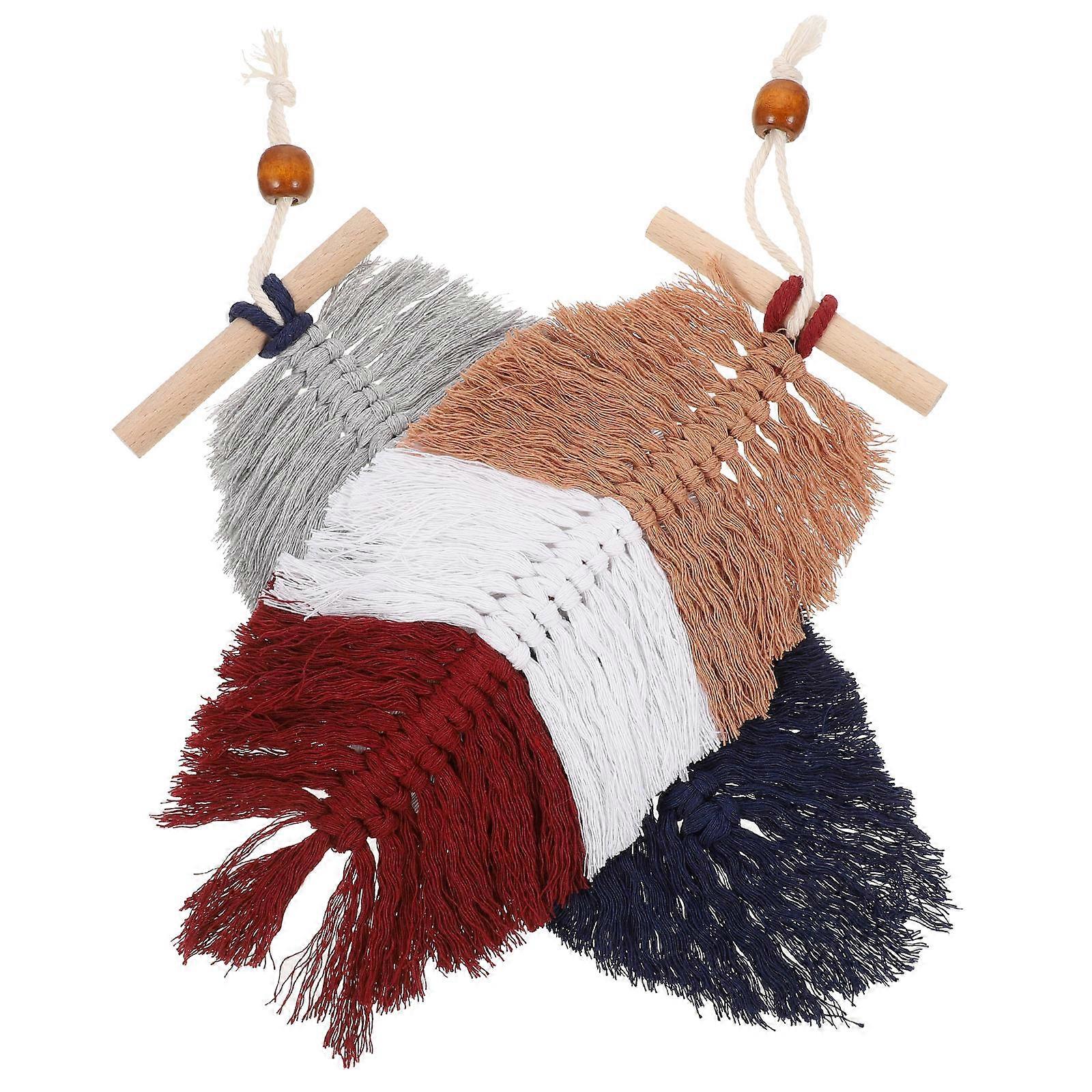 Leaf Macrame Wall Decor Cotton Rope Woven Tapestry for Decor 6Pcs