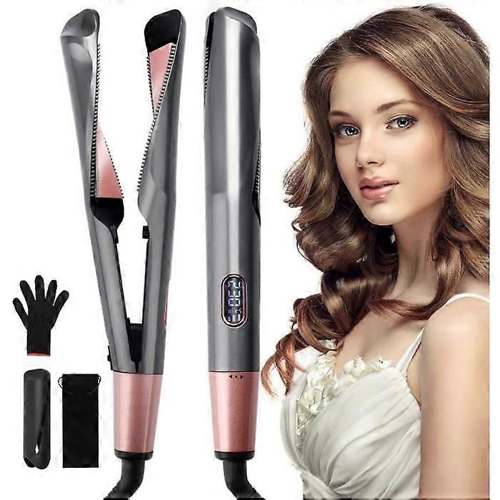 Straight and Curl Hair Straightener, Wave Hair Straightener with Ceramic Coating and Temperature Control, 2 in 1 Design