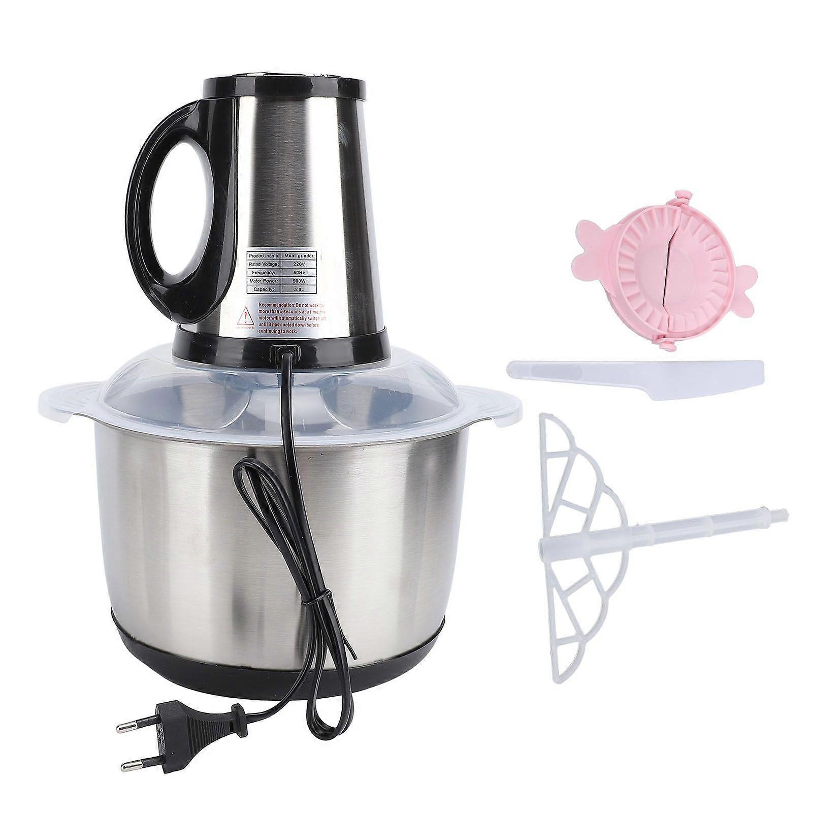 Food Processor with 500W Copper Motor Highly Efficient 5L SUS Stainless Steel Electric Vegetable Chopper Meat Grinder for Kitchen EU Plug 220V