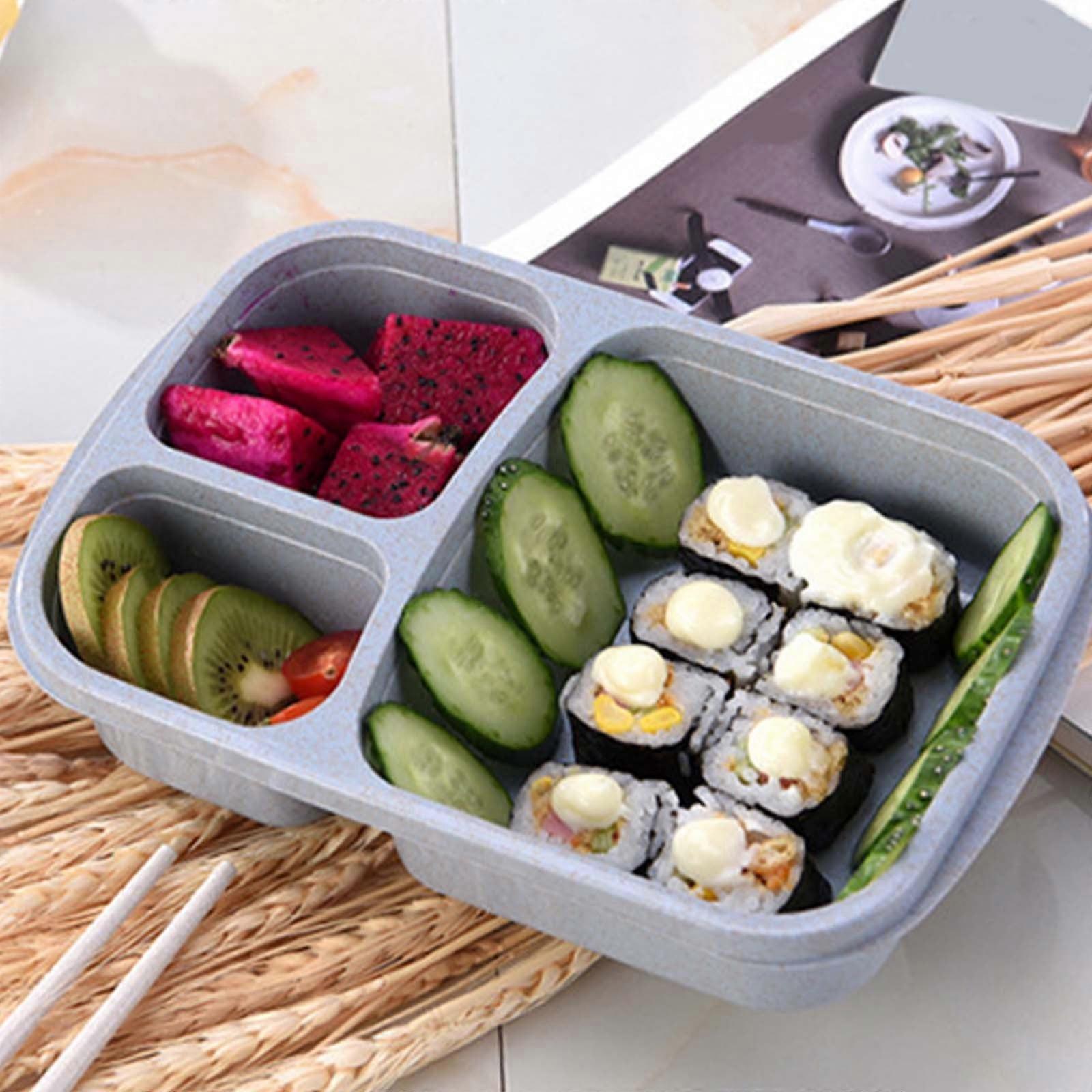 Bento Lunch Box Containers for Adults & Kids -Compartment Reusable Meal Prep Containers with Sauce Containers for School, Work, Travel, Wheat Straw