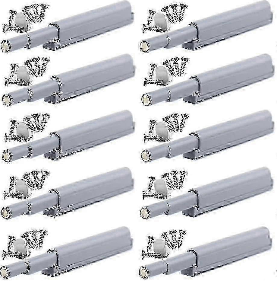 Push-to-open Magnetic Closures, 10 Pieces, Simple Push Open/Close for Cupboard Kitchen Cabinet Furniture