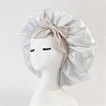 Women Sleeping Shower Cap High Elastic Hair Bonnet Hat black