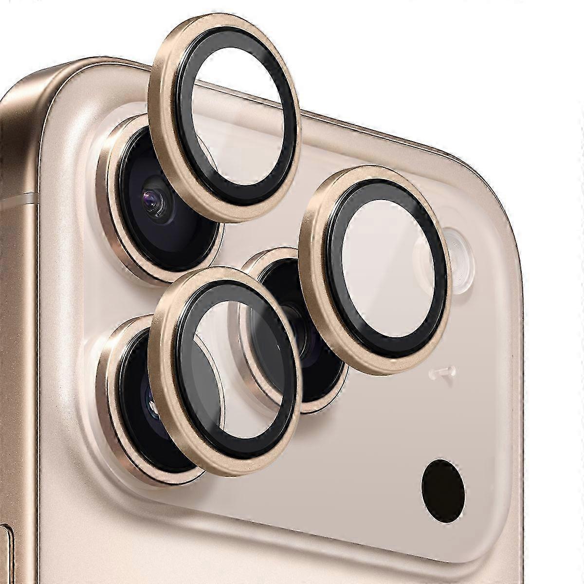 Tempered Glass Camera Lens Protector with Metal Ring for 17 Pro Max and 17 Pro Models