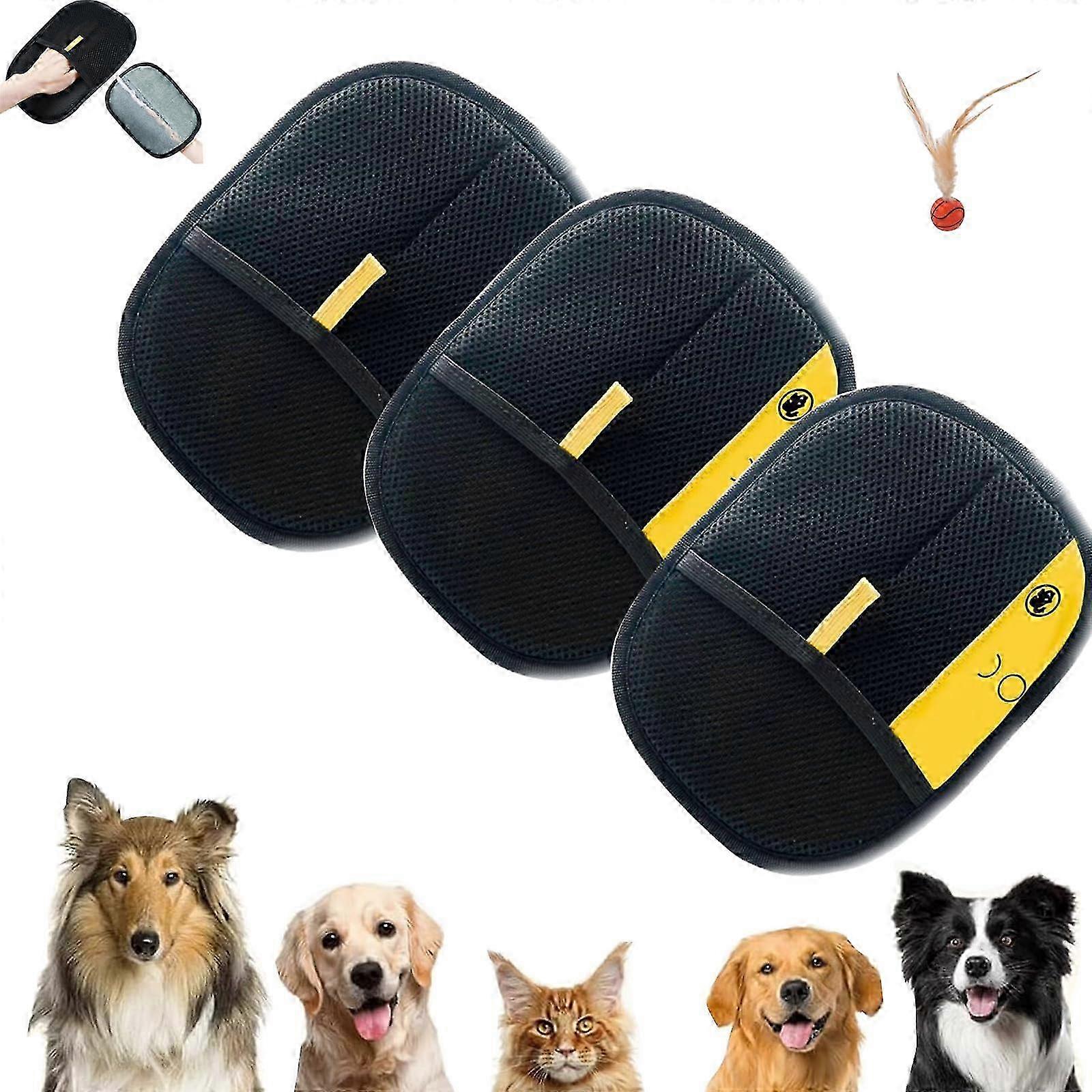 Yomi ペット脱毛手袋、静電ペット脱毛手袋、再利用可能なキャットドッグ脱毛器(3個入り)エディション0923