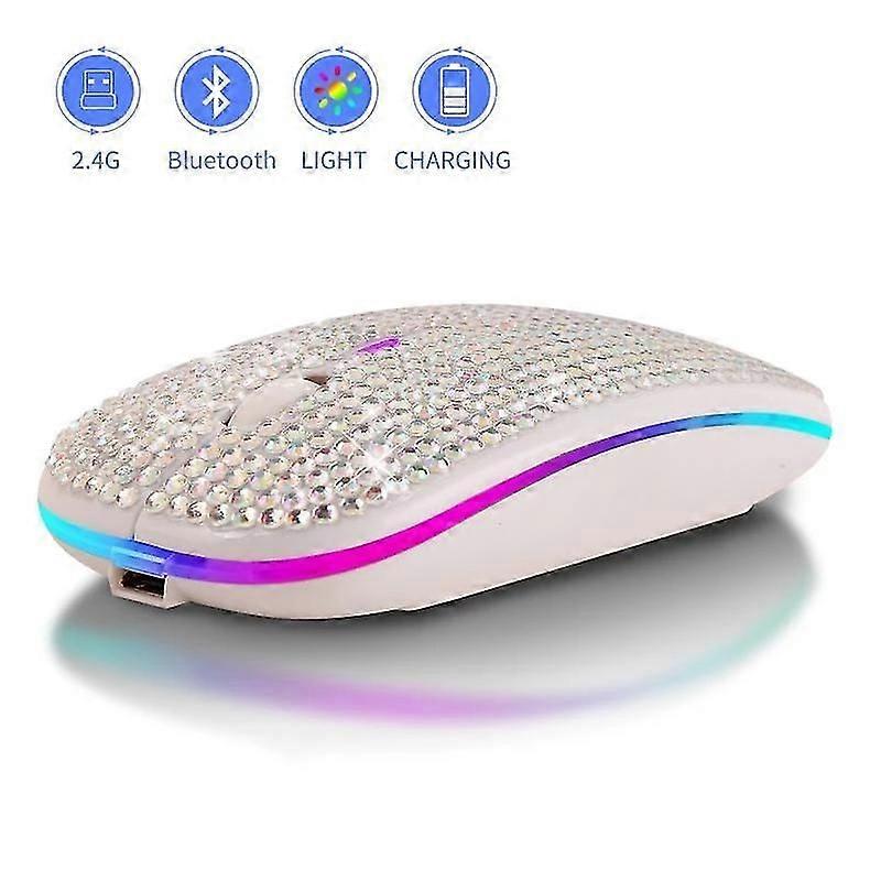 Bling Dazzling Rechargeable 2.4ghz Bluetooth Wireless Mouse 1600dpi Mute Mouse