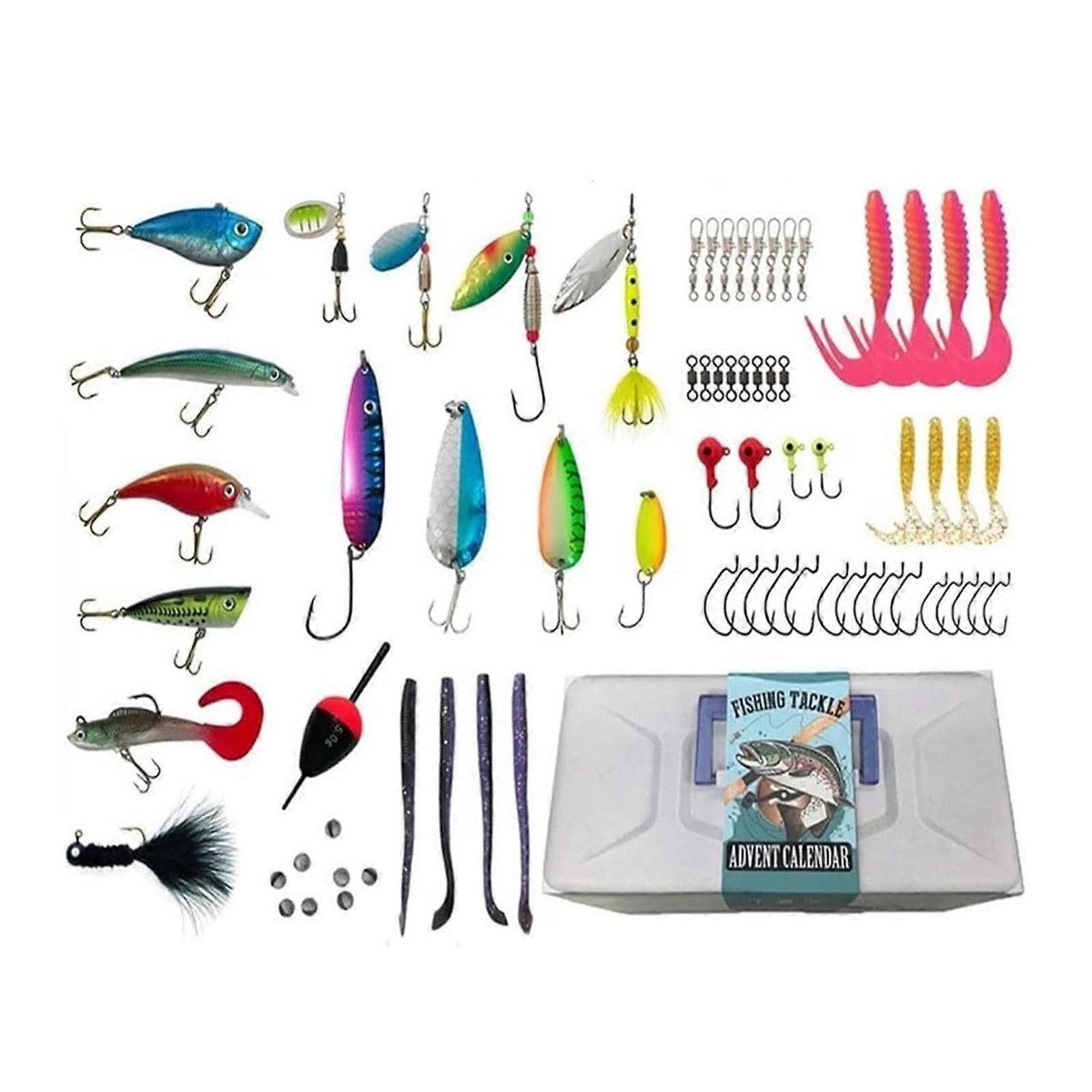 Fishing Advent Calendar Christmas Countdown Set 2024 Compatible with Old Fashioned 24H Digital Timer Sand Clock Stoplight