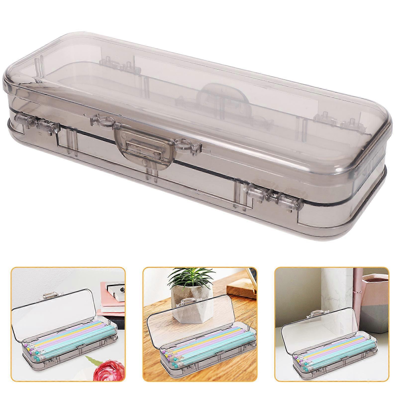Large Capacity Pencil Case Plastic Pencil Box for Organized Storage 5Pcs