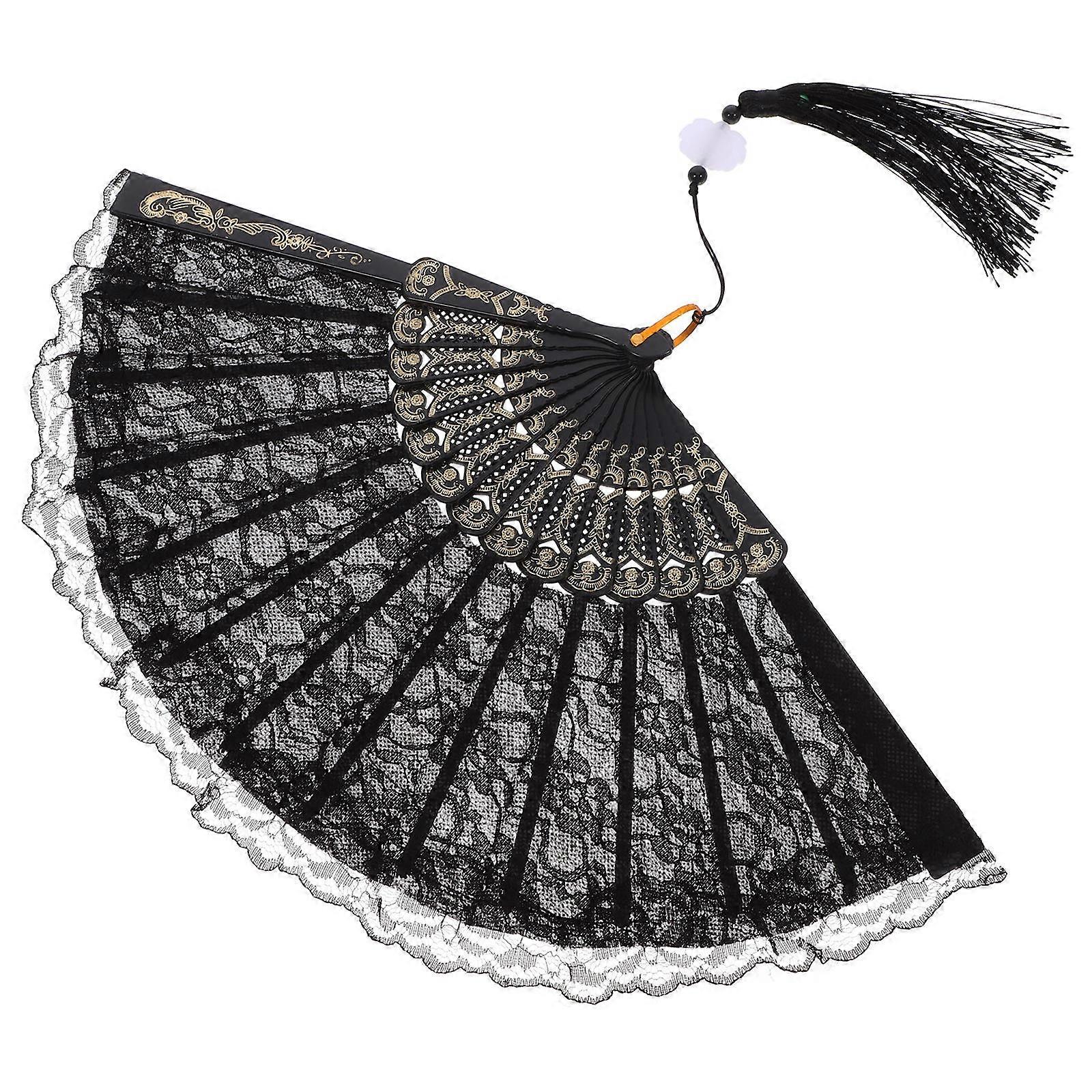 Retro Folding Fan Lace Hand Fan for Decoration 3Pcs