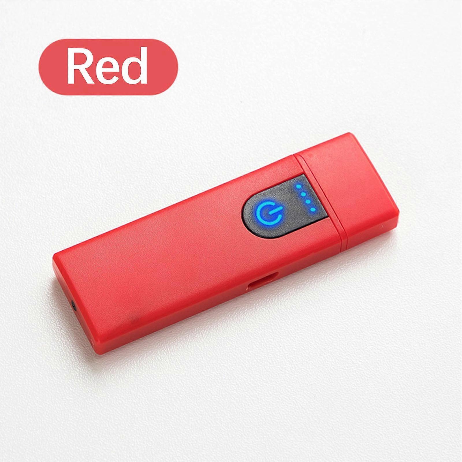 Flameless USB Rechargeable Lighter, Touch Induction & Windproof, Compatible with Cigarettes, Ideal Gift for Boyfriend, Dad (Red)
