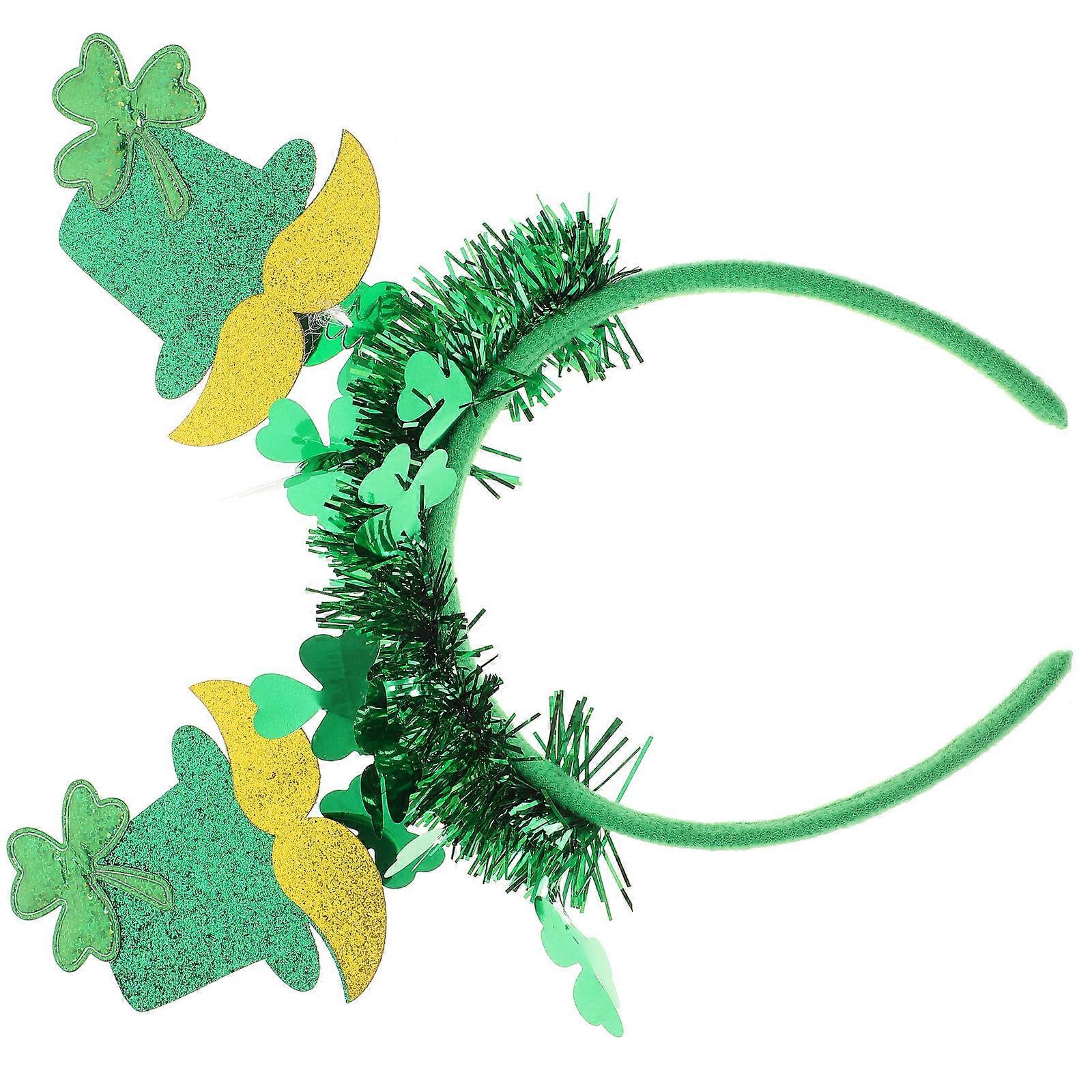 St Patricks Day Shamrock Headband Headpiece for Decoration 3Pcs Green