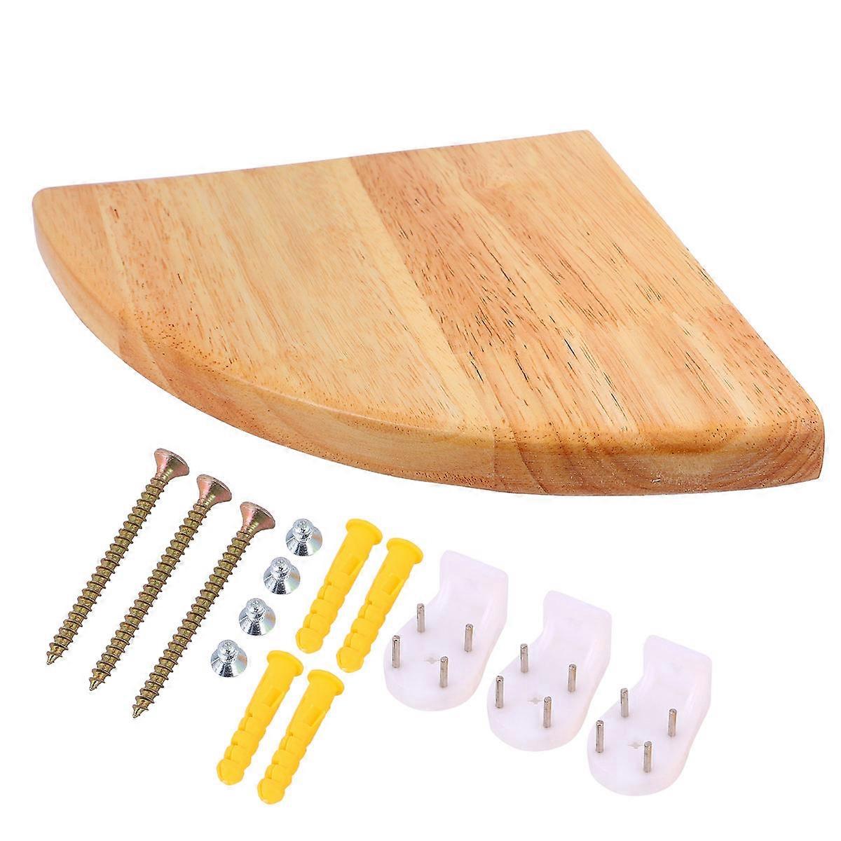 Fan-Shaped Oak Shelf for Wall Corner Storage 2Pcs Shelves
