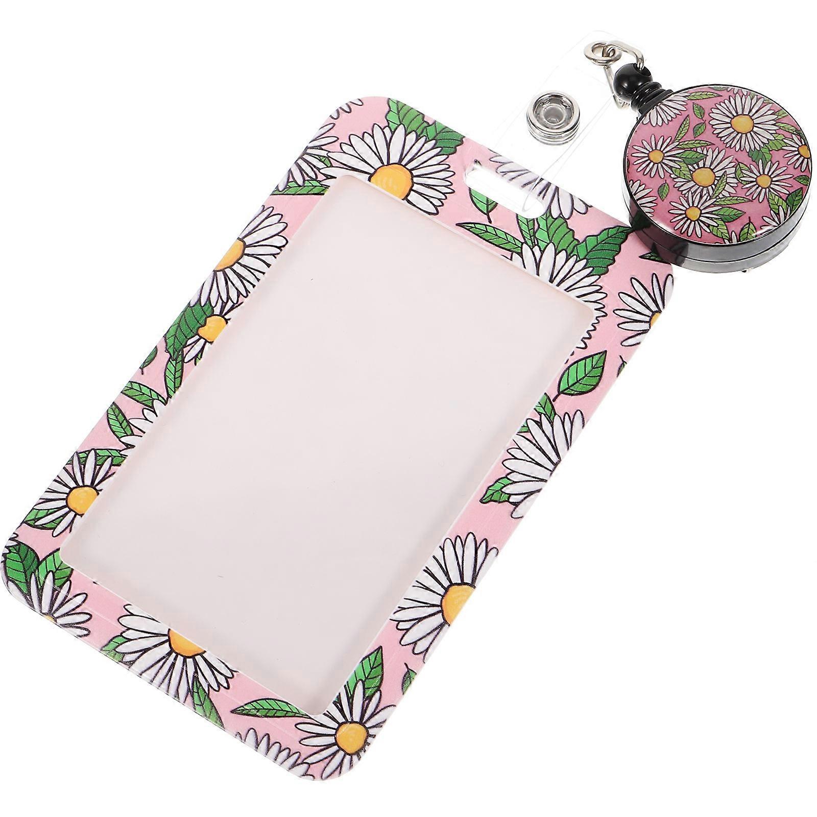 Plastic Card Protector Id Badge Holder for Office Worker Pink Abs Signal-Friendly 1Set