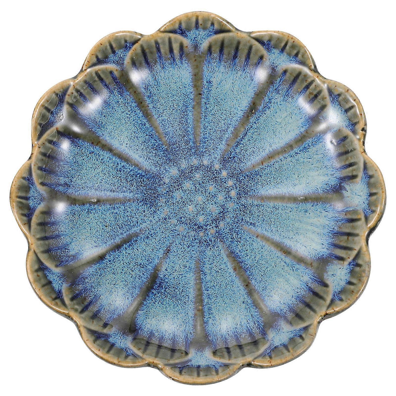 Snack Dish Ceramic Side Dish Plate for 2Pcs Blue 02