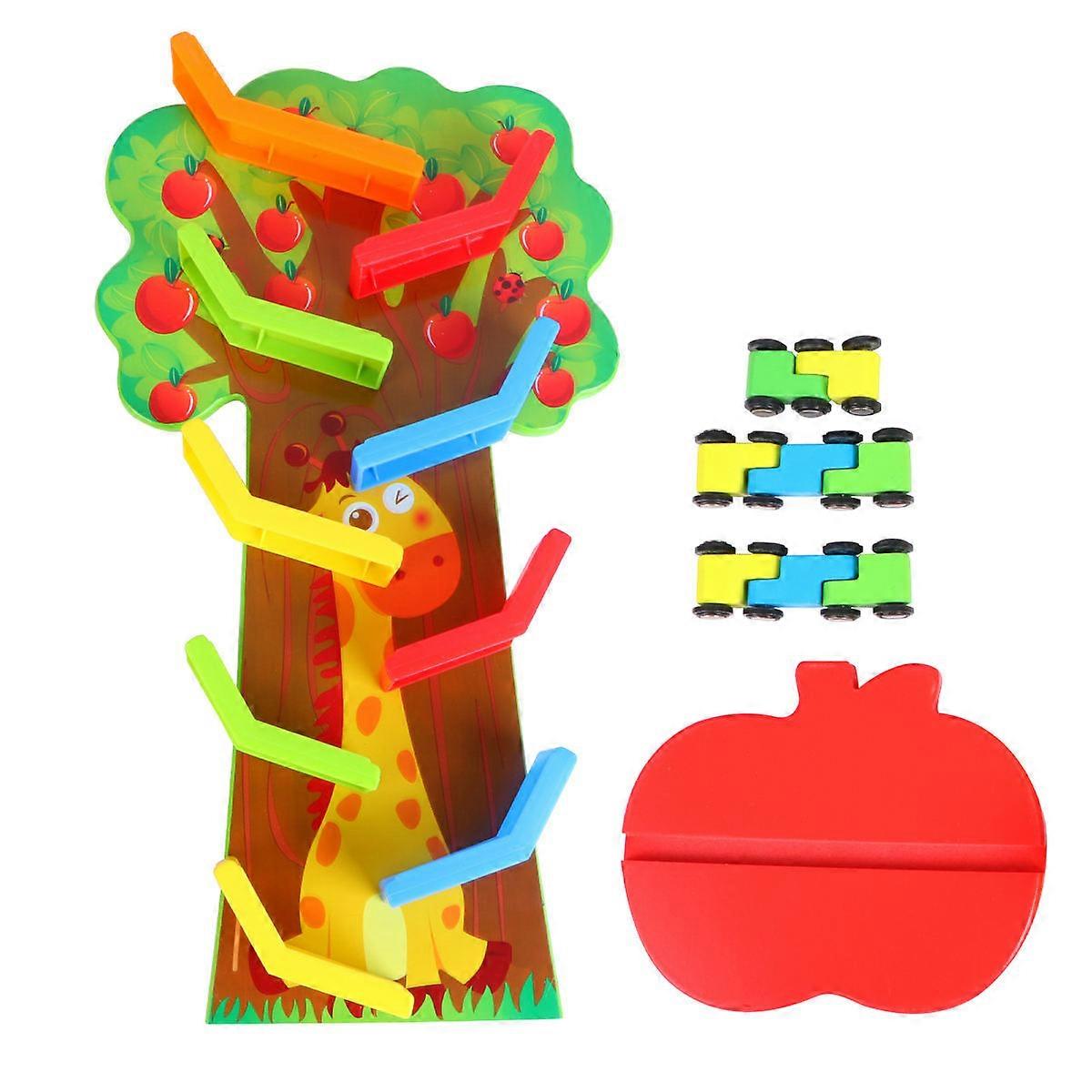 Kids Playing Wooden Glide Car Toy for 9-Layer Fruit Tree Track Set