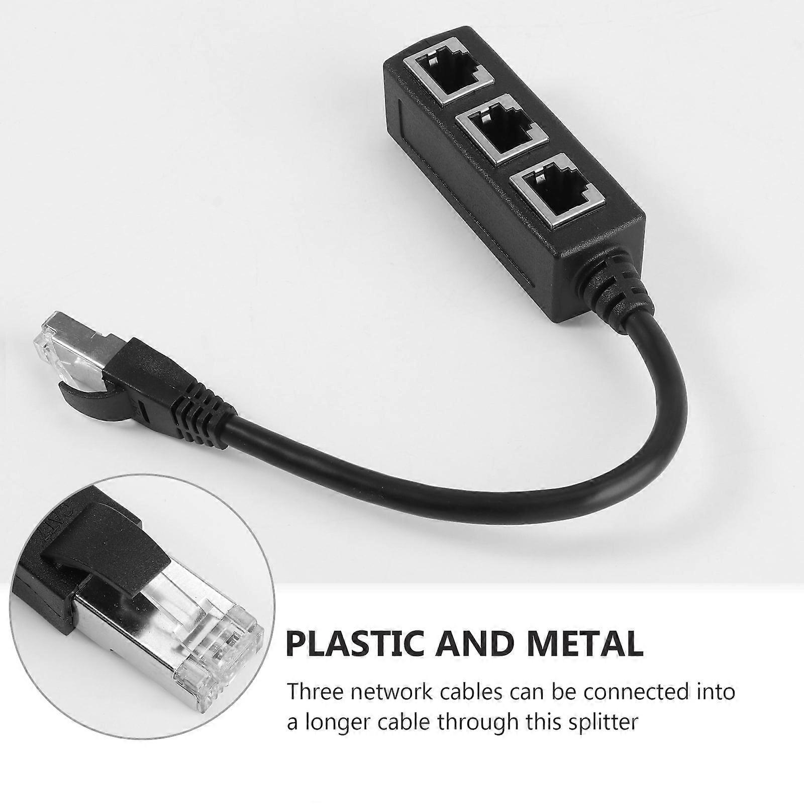 45 Ethernet Split Cable, 1 to 3 Ethernet Split Cable Adapter, Port Plug, Ethernet Port Suitable for Computers/Routers/Set-Top Boxes (Interface Style