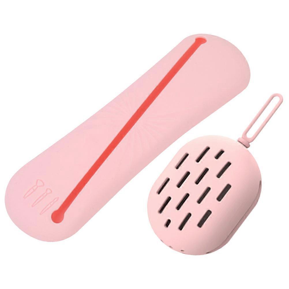 Makeup Brush Holder Pink for Storage 4Sets Portable Silicone Sponge Holder