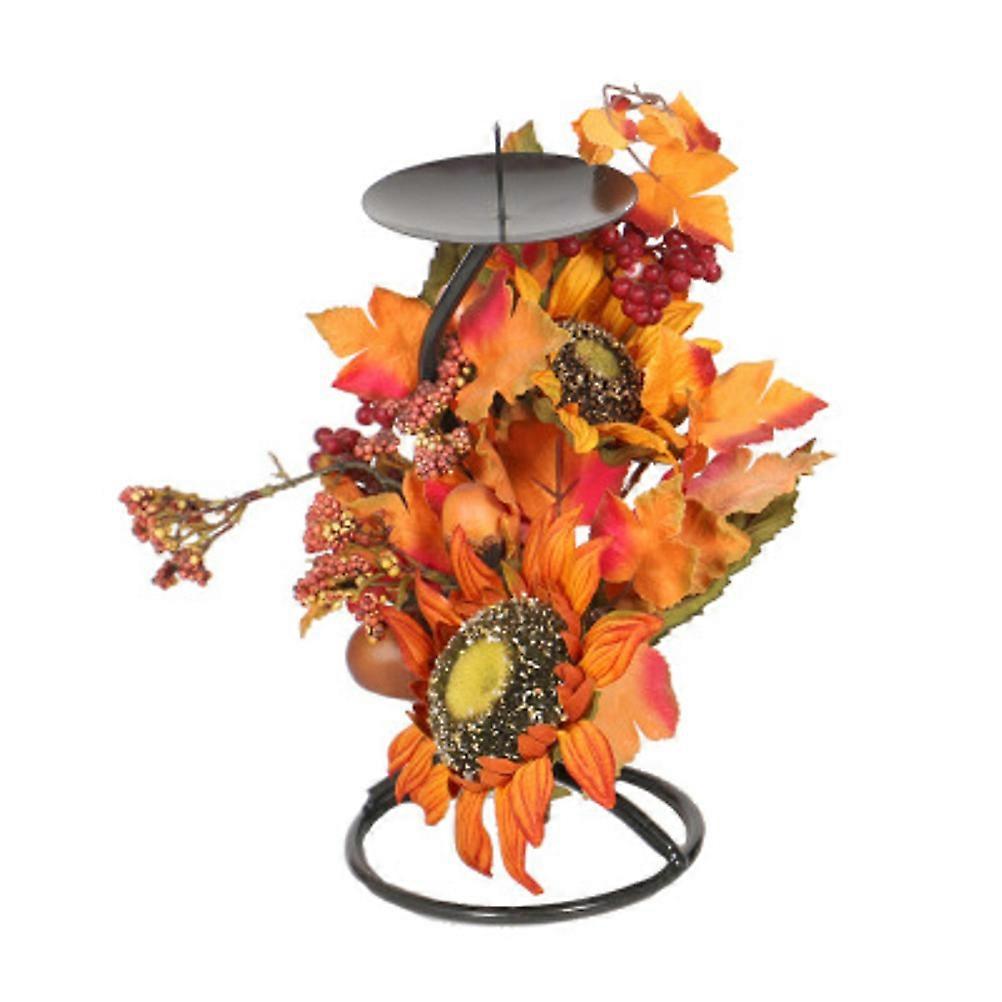 Artificial Decor Iron Candle Stand for Autumn Use 2Pcs Multi Colored