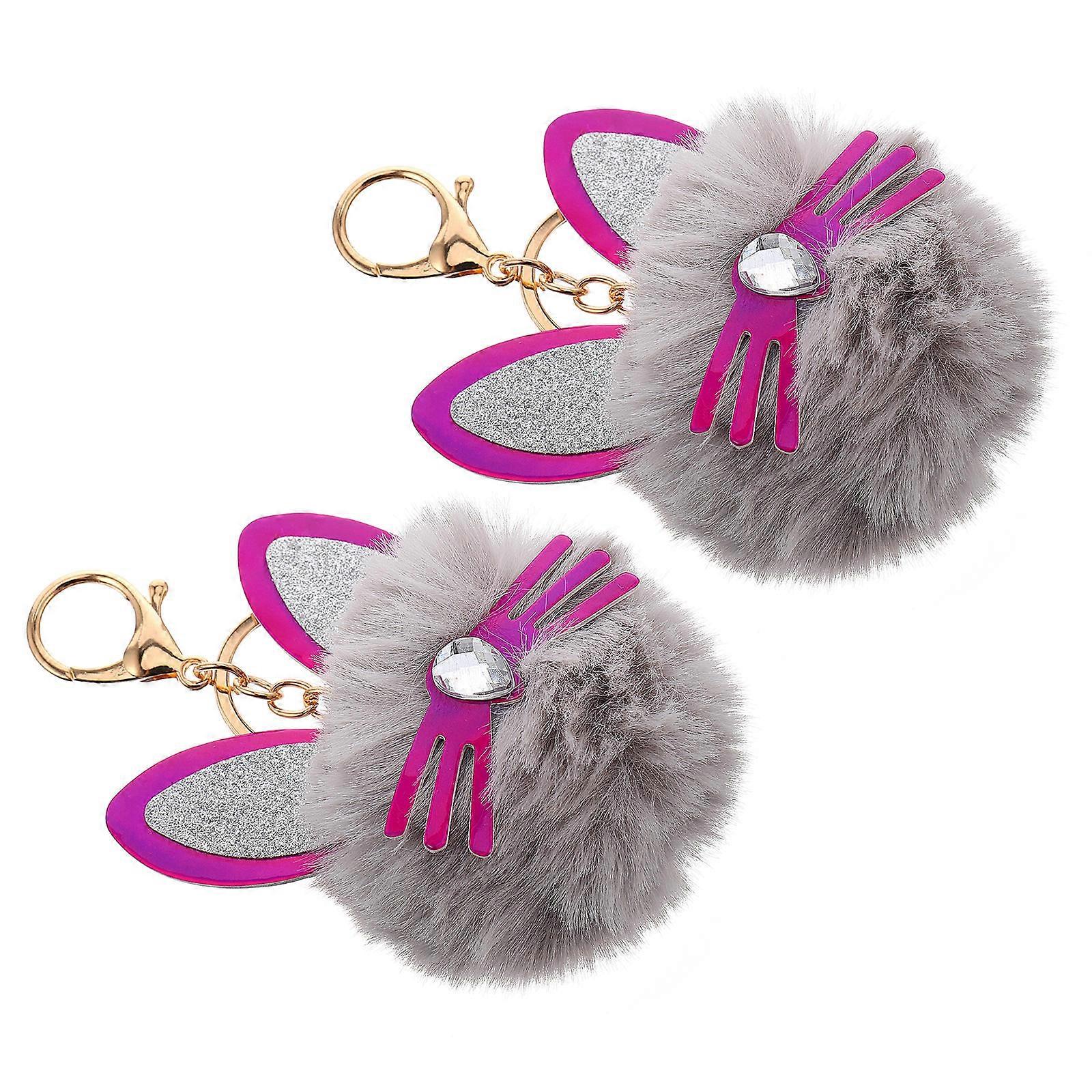 Cat Chain for Decor Creative Keychain 4Pcs Light Grey