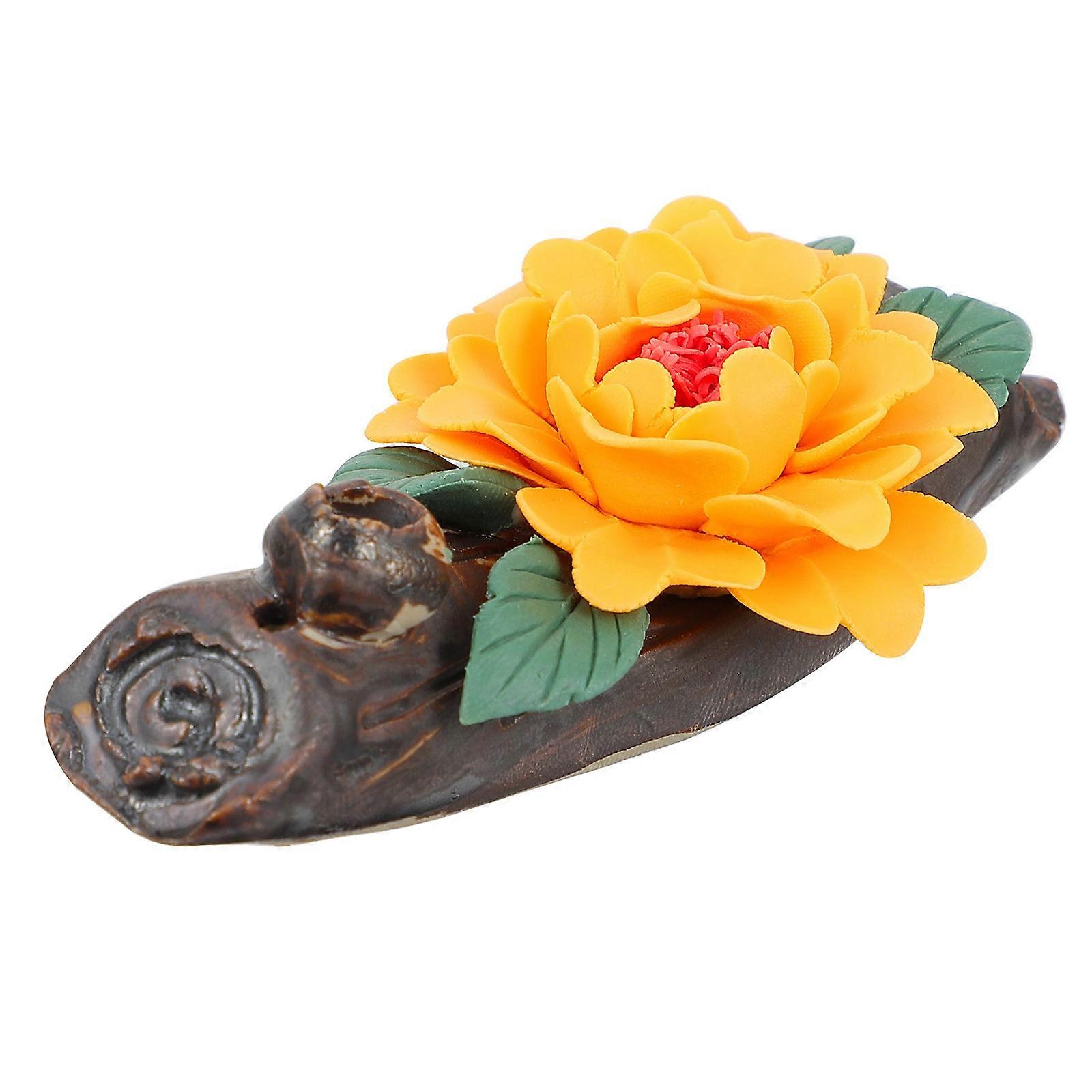 Ceramic Peony Incense Stick Holder for Decor 7Pcs Incense Stick Stand