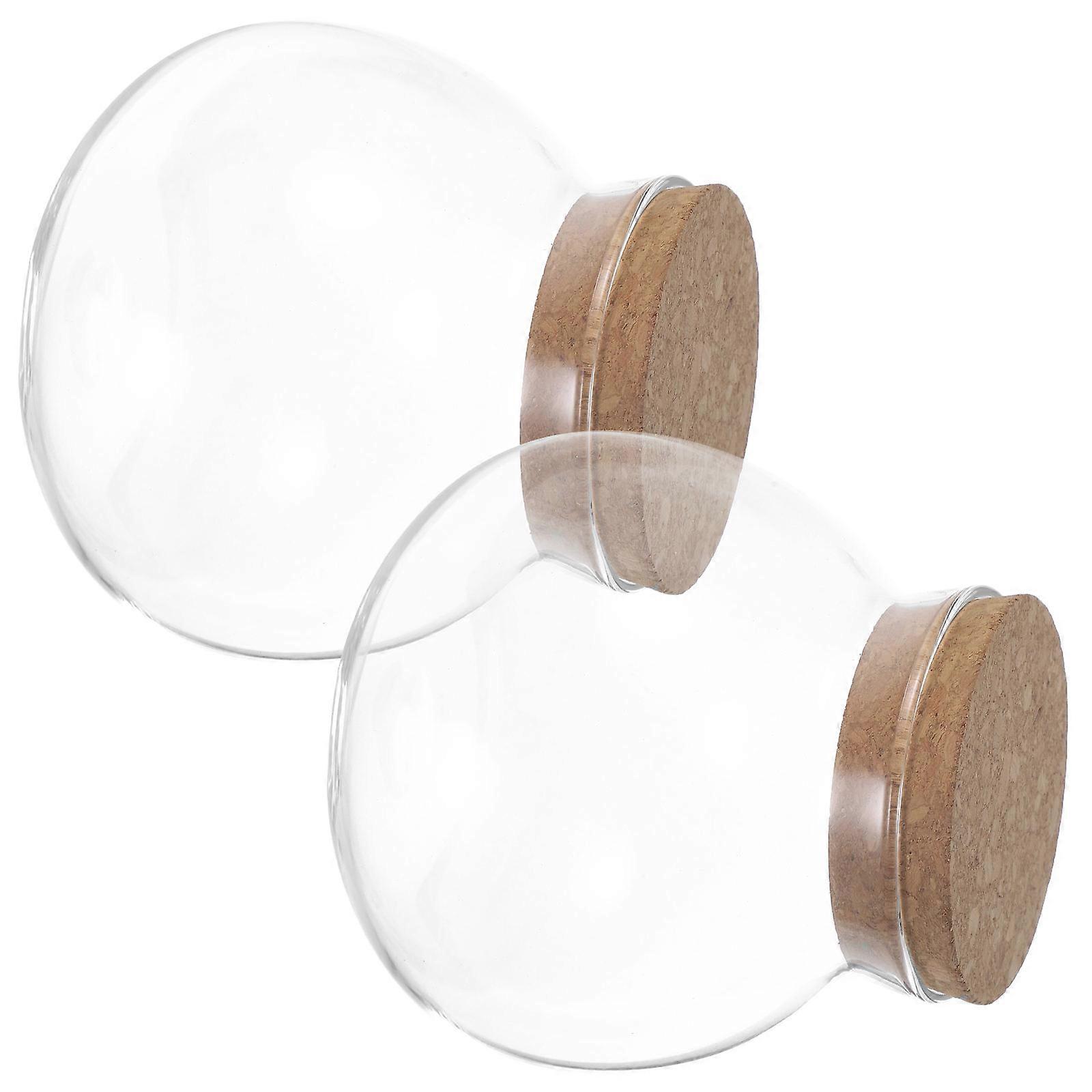 Airtight Glass Container 2Pcs with Cork Lid Ideal for Preserving and Storing Food Using White Glass Material