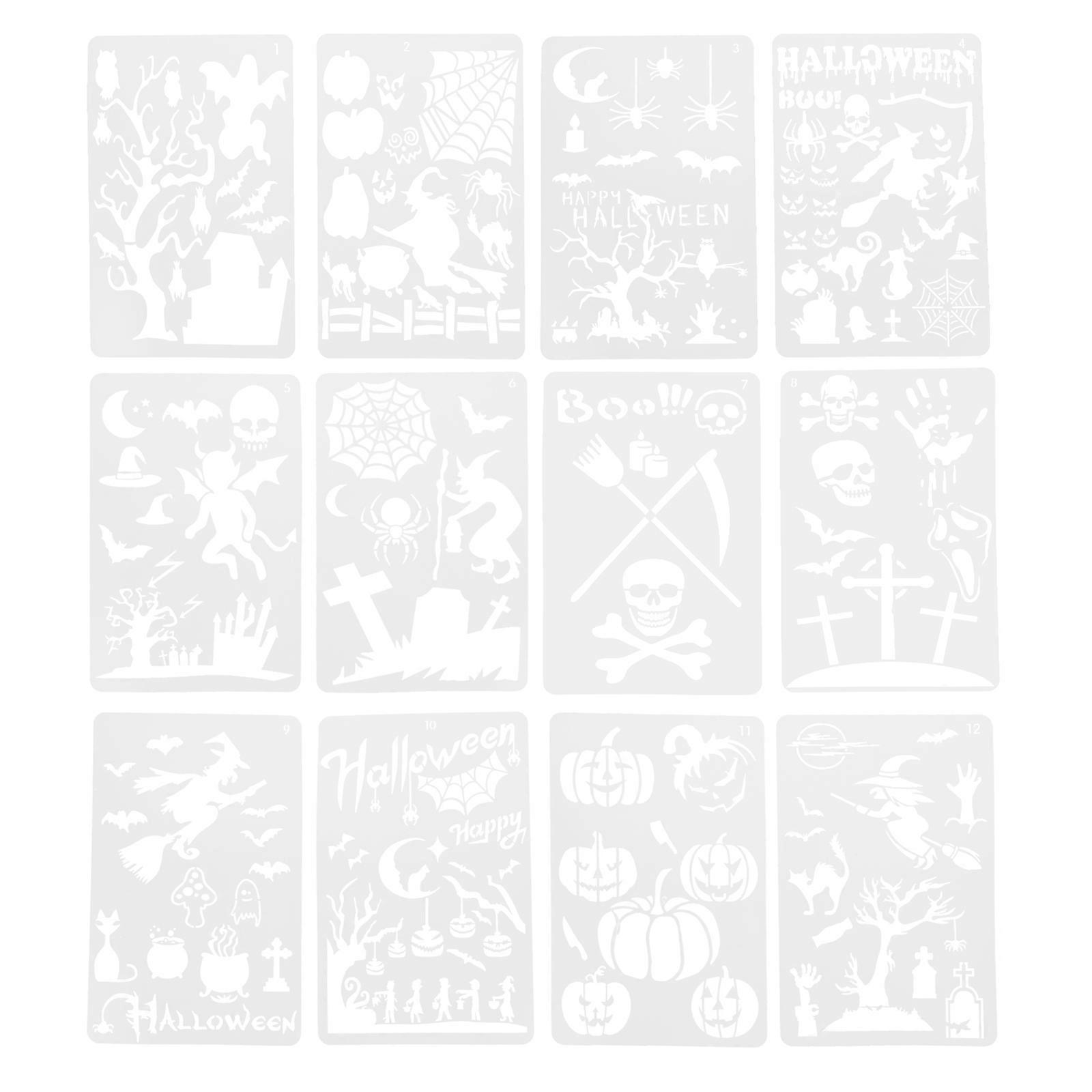 Halloween DIY Painting Templates for Drawing Use 48Pcs White Pack