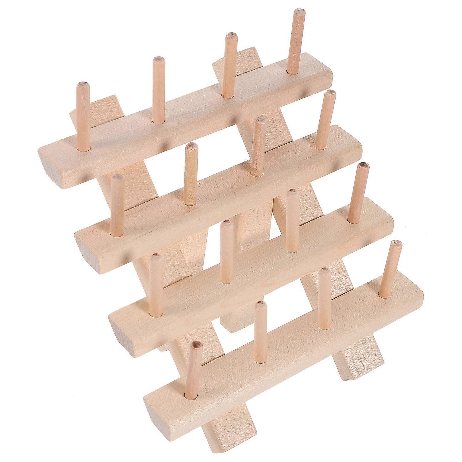 Wooden Folding Beech Thread Storage Rack for Sewing 4Pcs Organizer