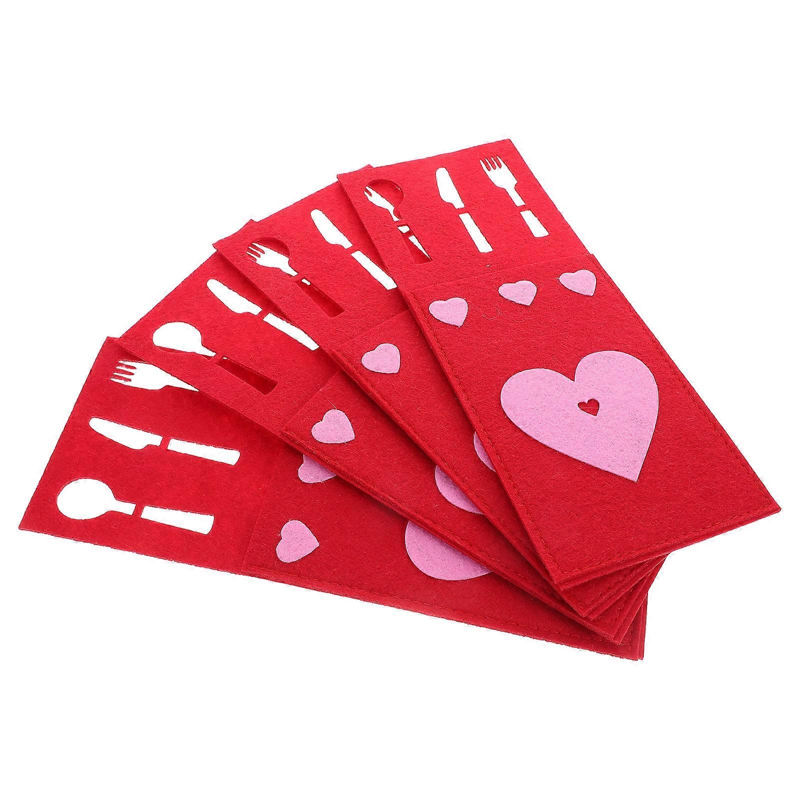 Valentine's Day Bag Wedding Silverware Holder for Romantic Dinner 16Pcs