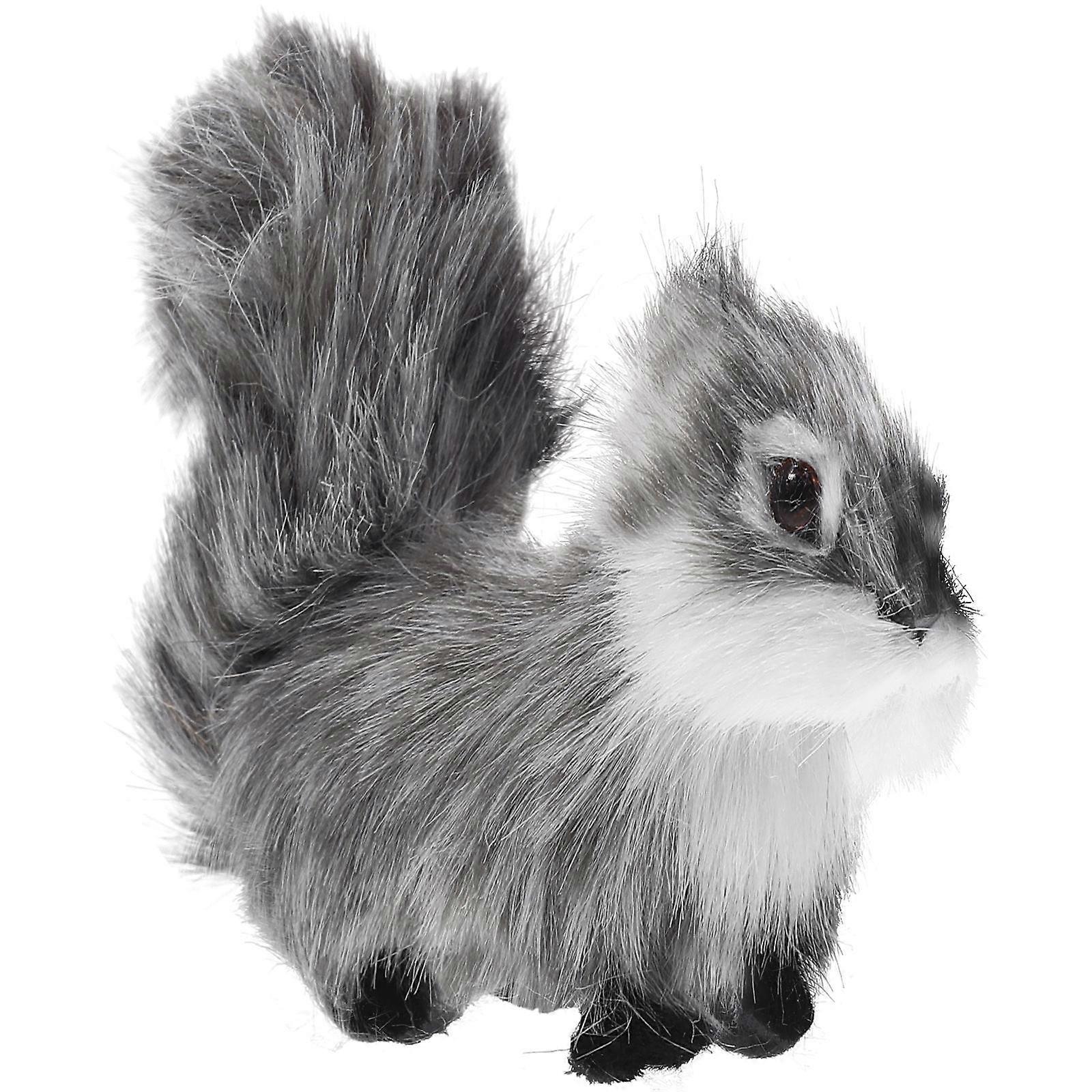 Small Plush Furry Squirrel Ornament for Decor 3Pcs Statue Set